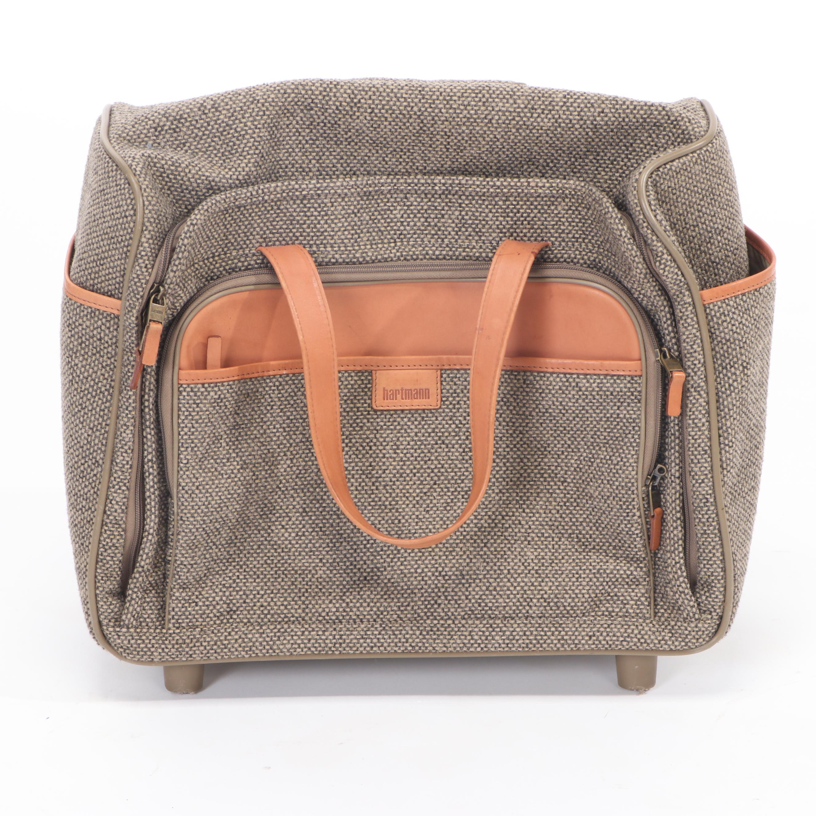 Hartmann Tweed and Leather Five-Piece Travel Luggage Set