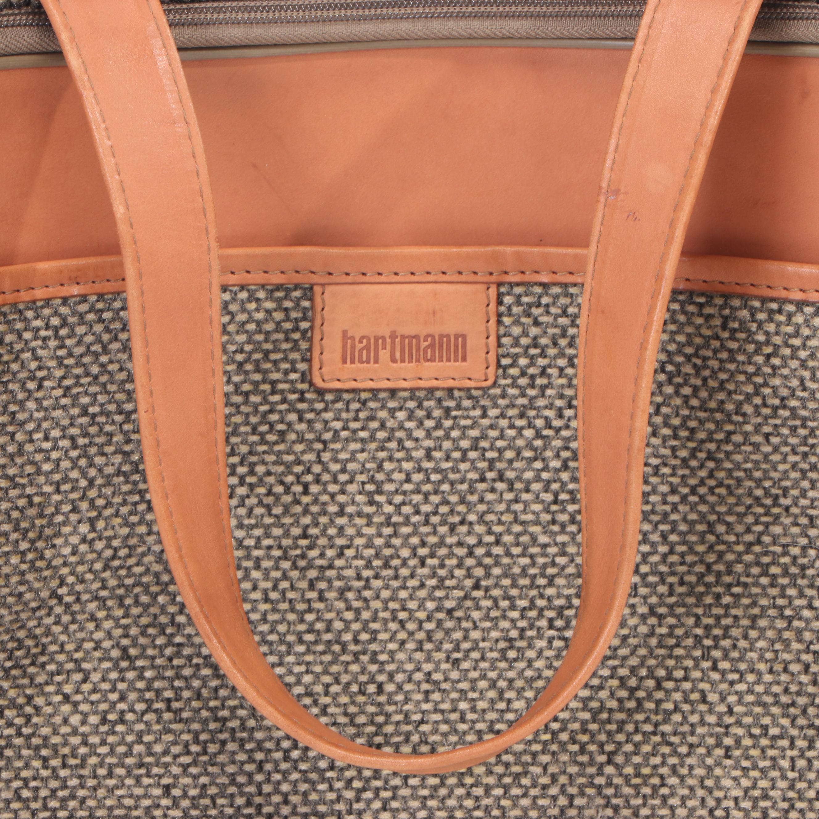 Hartmann Tweed and Leather Five-Piece Travel Luggage Set