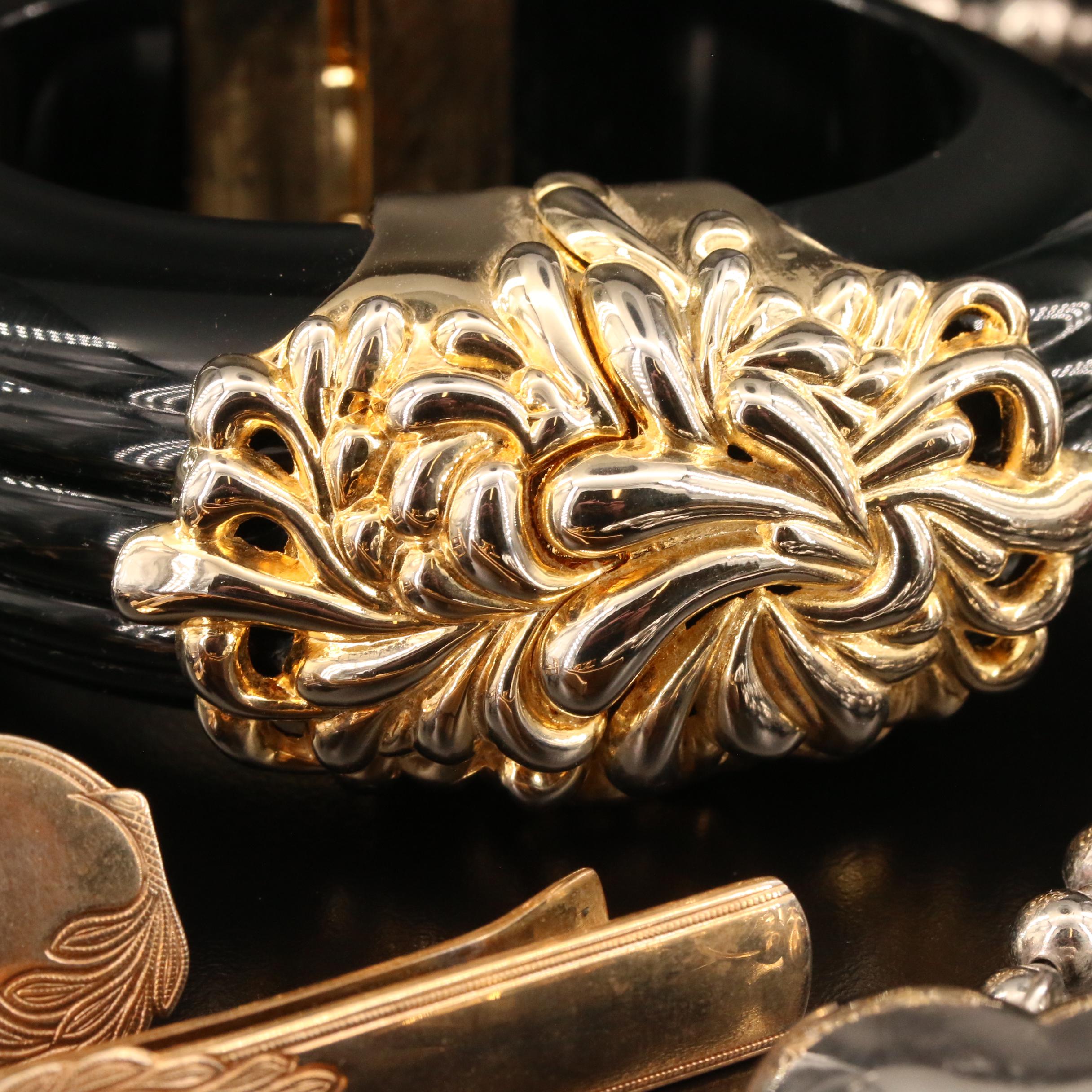 Costume Jewelry Selection Featuring Swank Intaglio Cufflinks