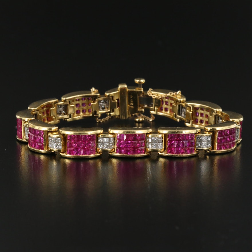 18K Ruby and 2.52 CTW Diamond Line Bracelet