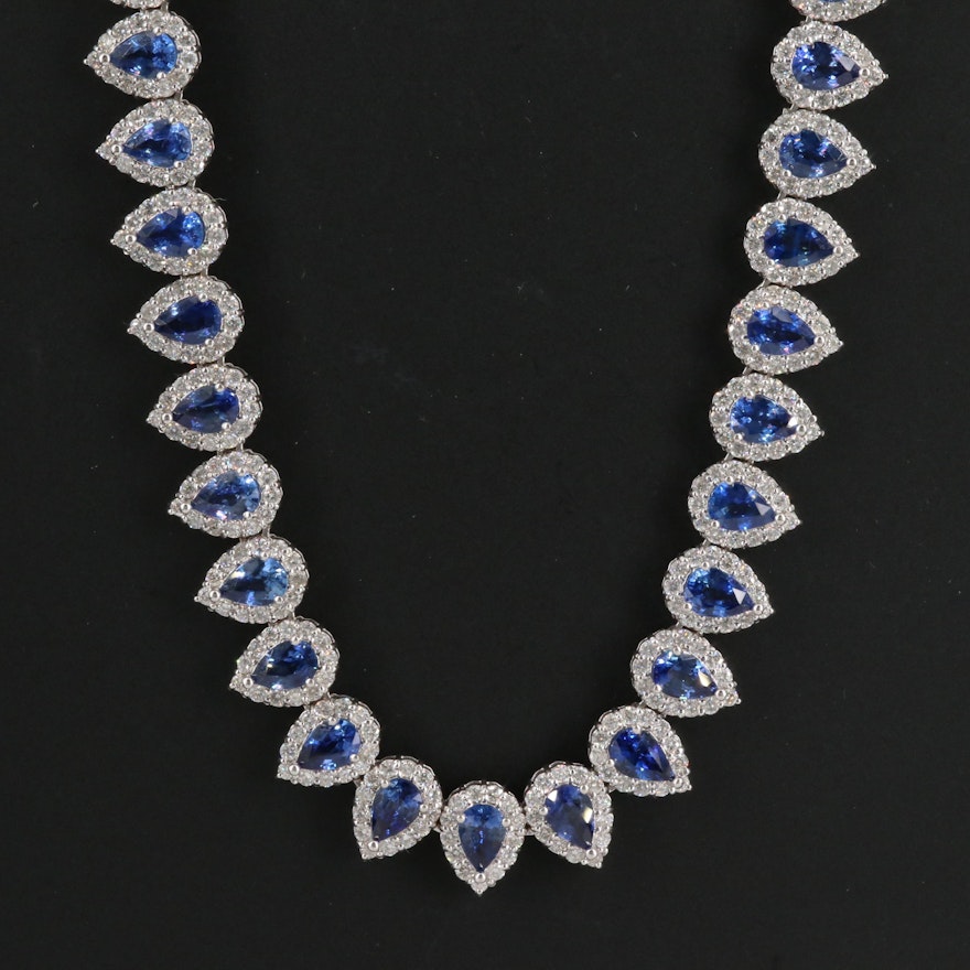 18K 8.41 CTW Diamond and Sapphire Necklace