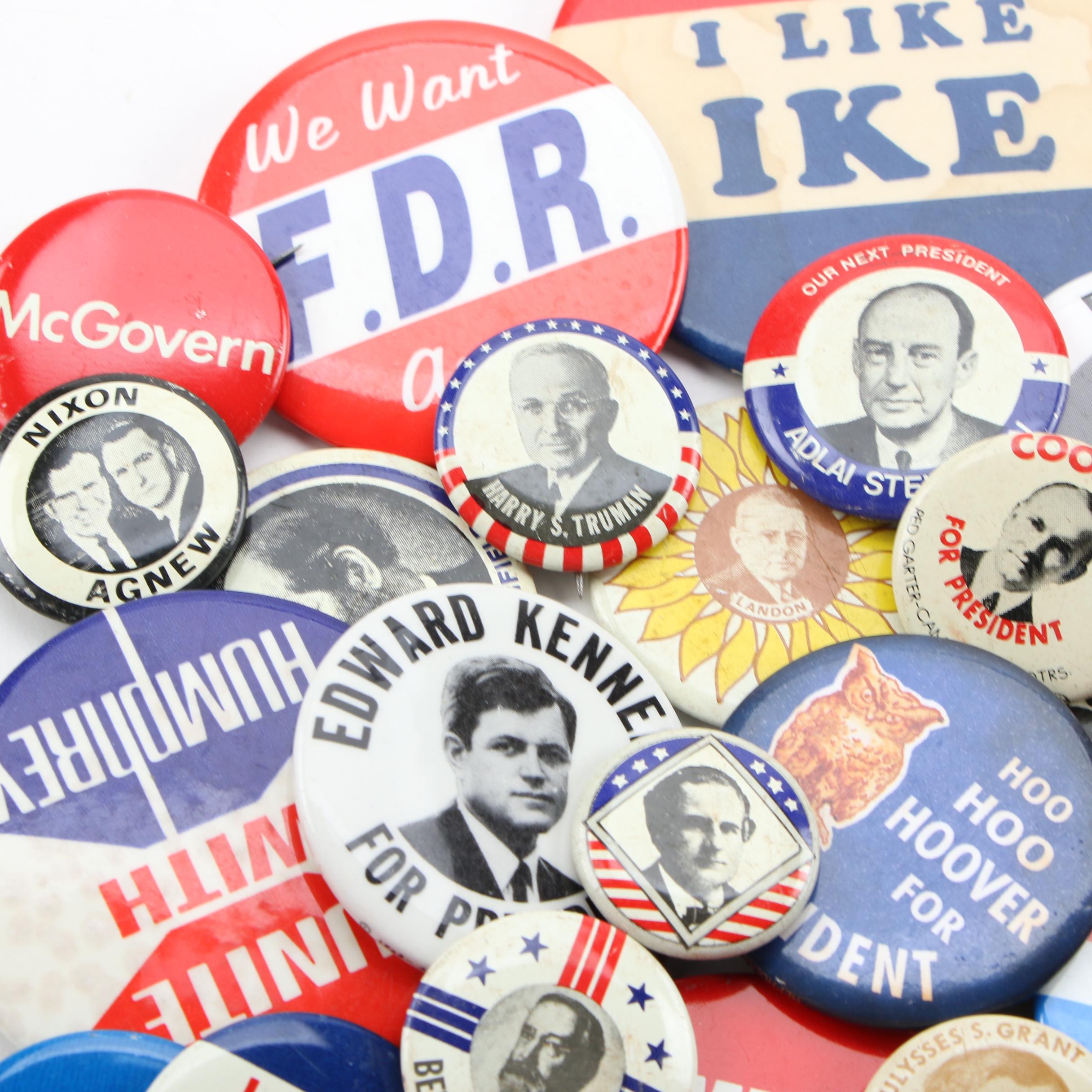 Presidential Political Campaign Pinbacks Featuring Kennedy and Eisenhower