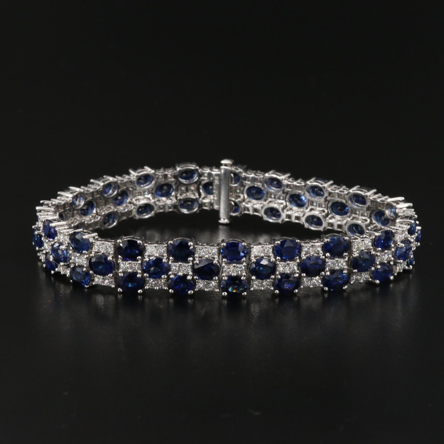 18K 4.56 CTW Diamond and Sapphire Bracelet