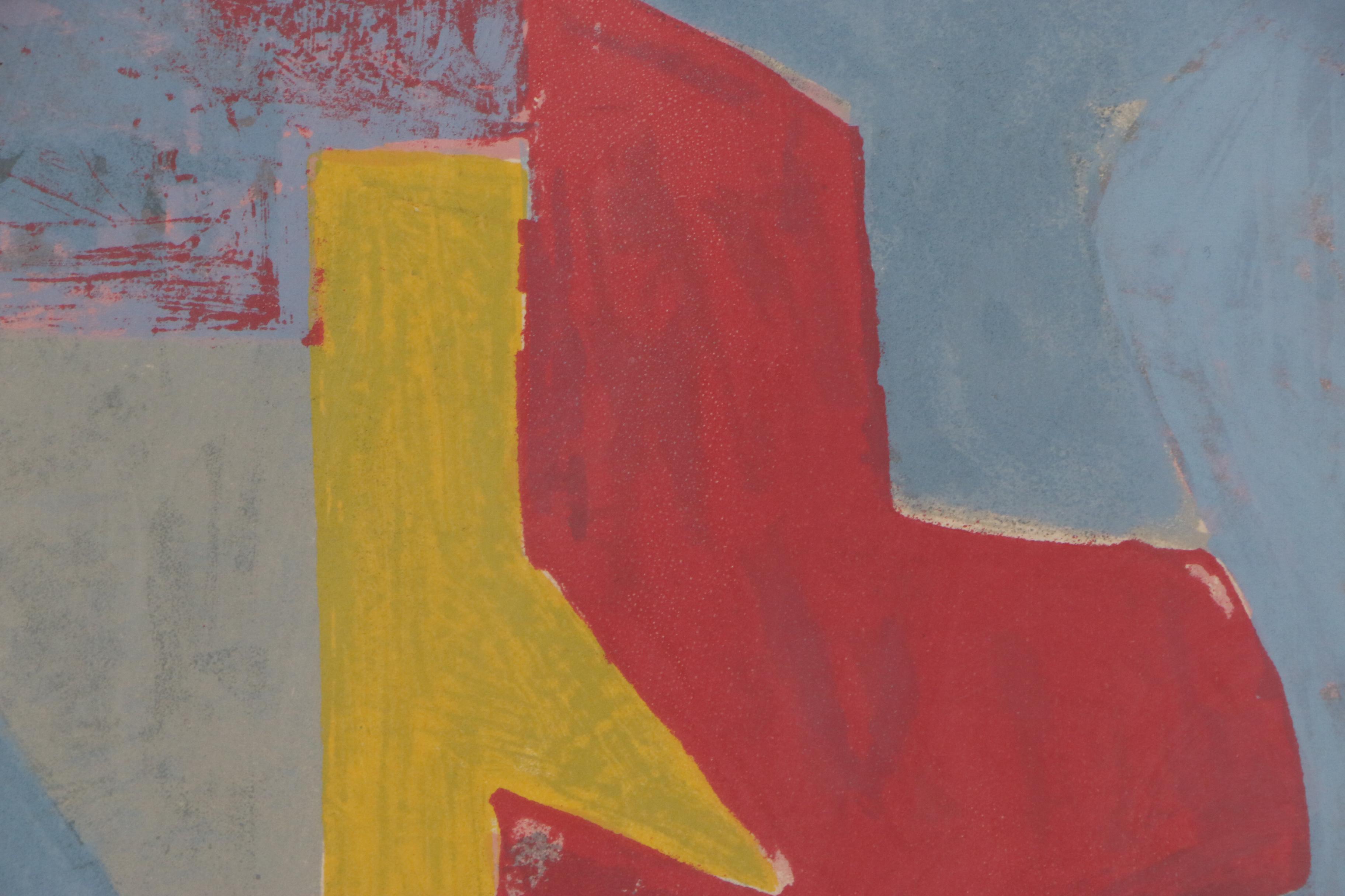 Serge Poliakoff Lithograph "Composition Bleue, Jaune et Rouge", 1958
