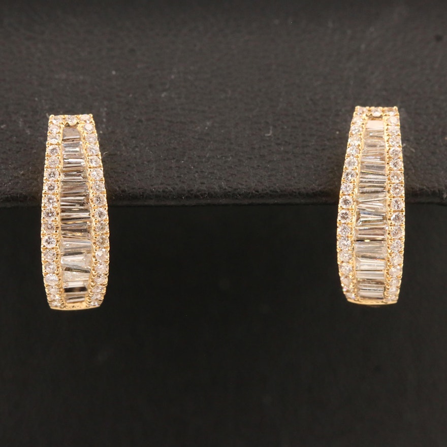 18K 1.25 CTW Diamond Huggie Earrings