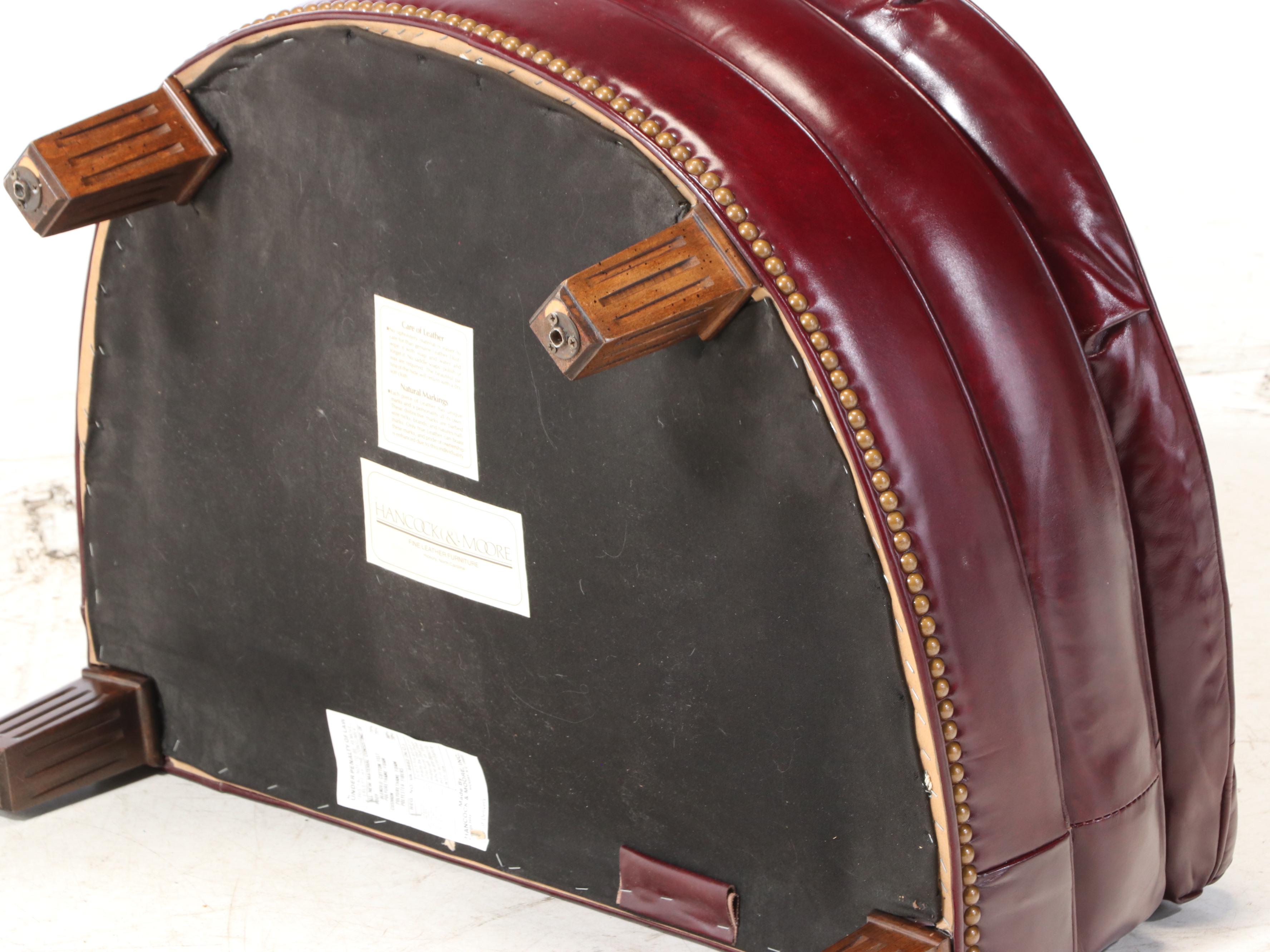 Hancock & Moore Button-Tufted and Brass-Tacked Leather Club Chair and Ottoman