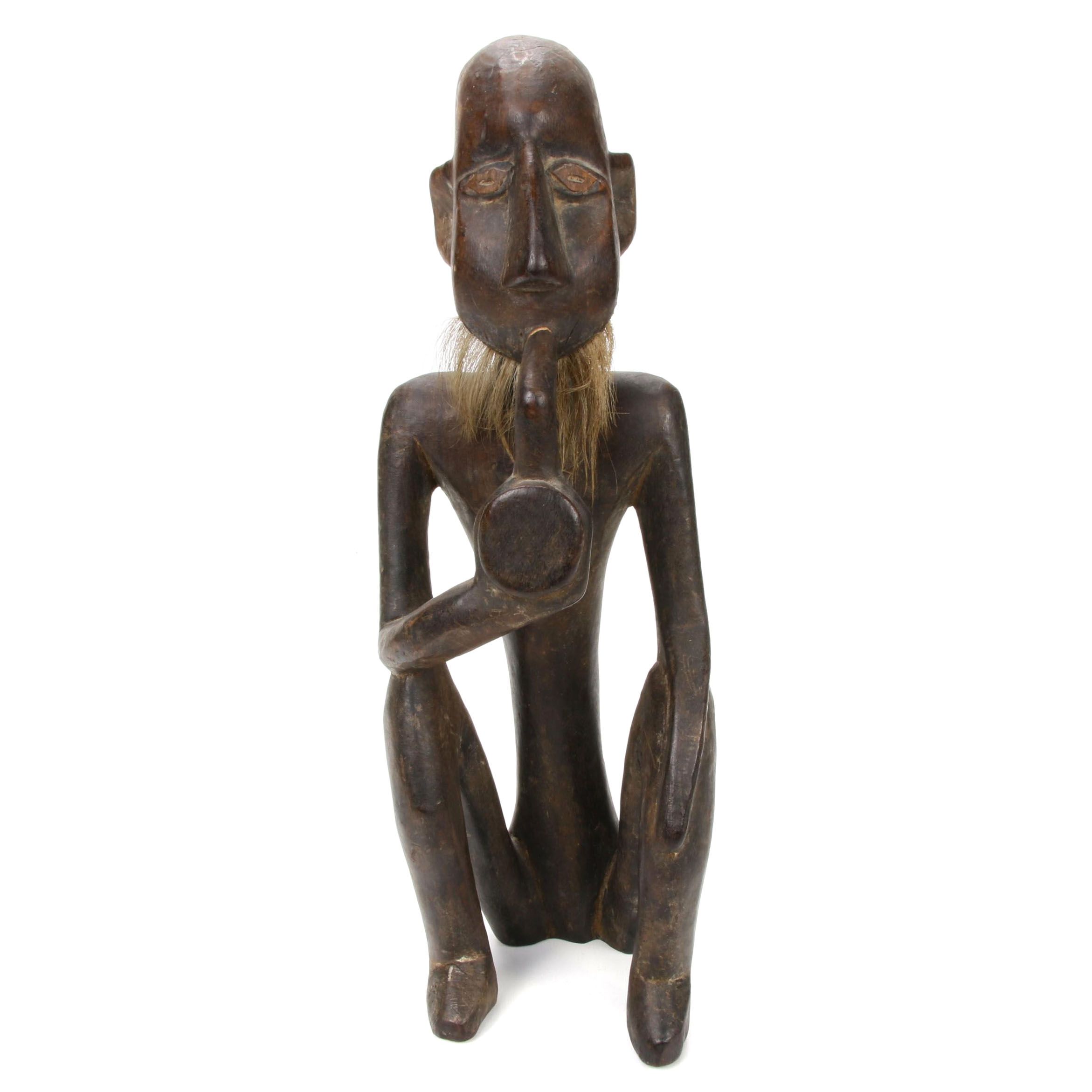 Vintage Makonde Style Hand-Carved Wood Figure, East Africa
