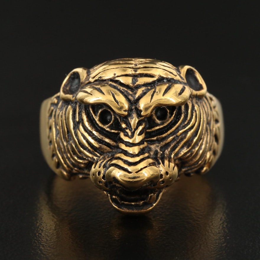 Feline Head Motif Ring