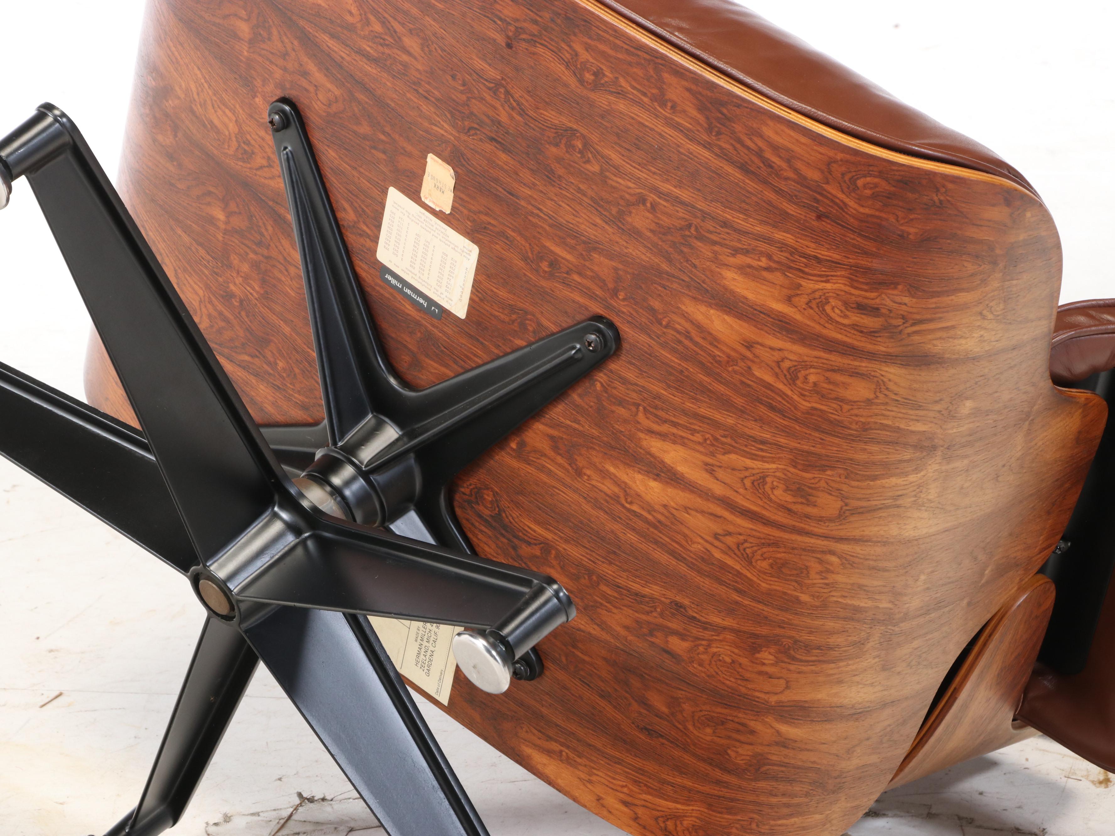 Charles and Ray Eames for Herman Miller Rosewood Lounge Chair and Ottoman, 1970s