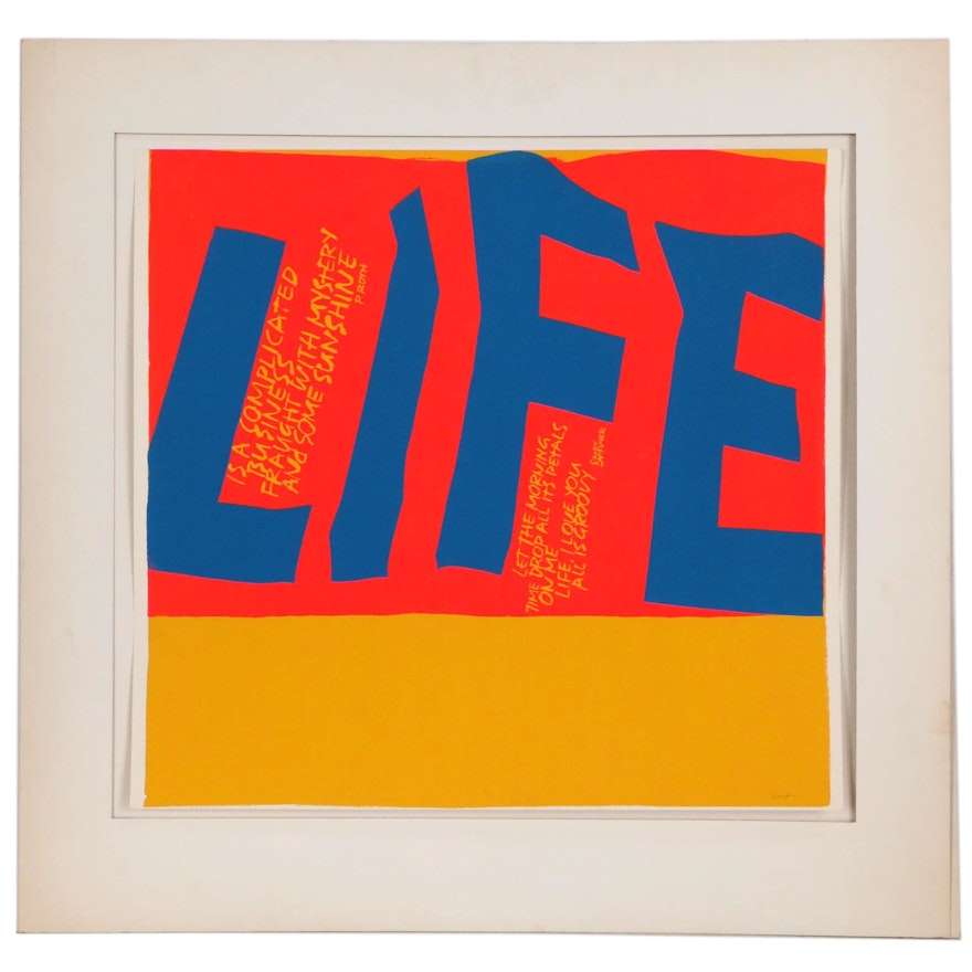 Sister Mary Corita Kent Serigraph "Life is a Complicated Business"