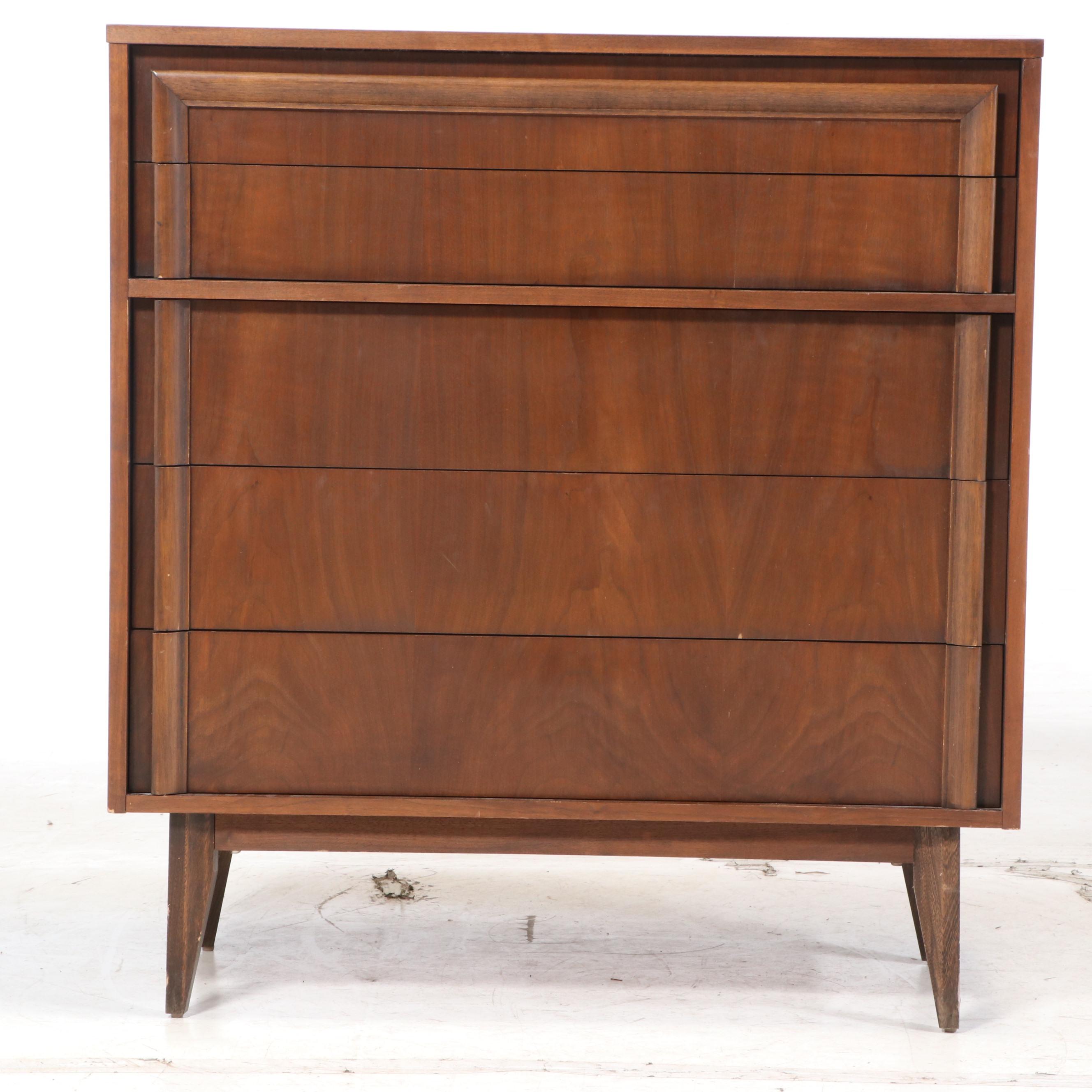 Basic-Witz Mid Century Modern Walnut Chest of Drawers