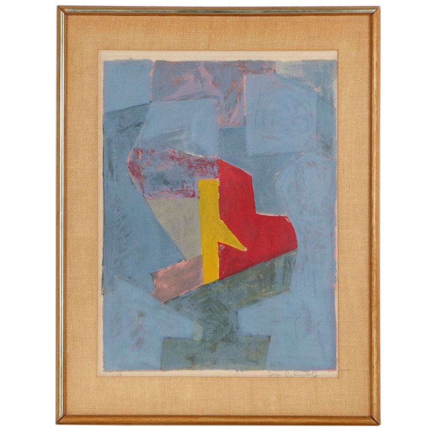 Serge Poliakoff Lithograph "Composition Bleue, Jaune et Rouge", 1958