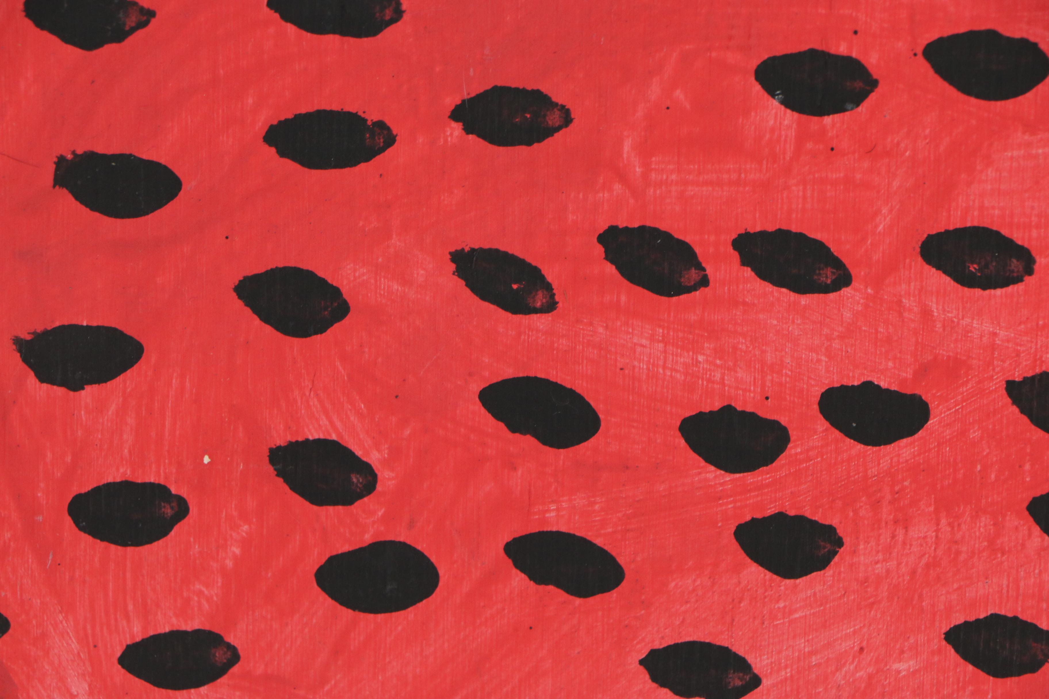 Mose Tolliver Folk Art Acrylic Painting of a Watermelon