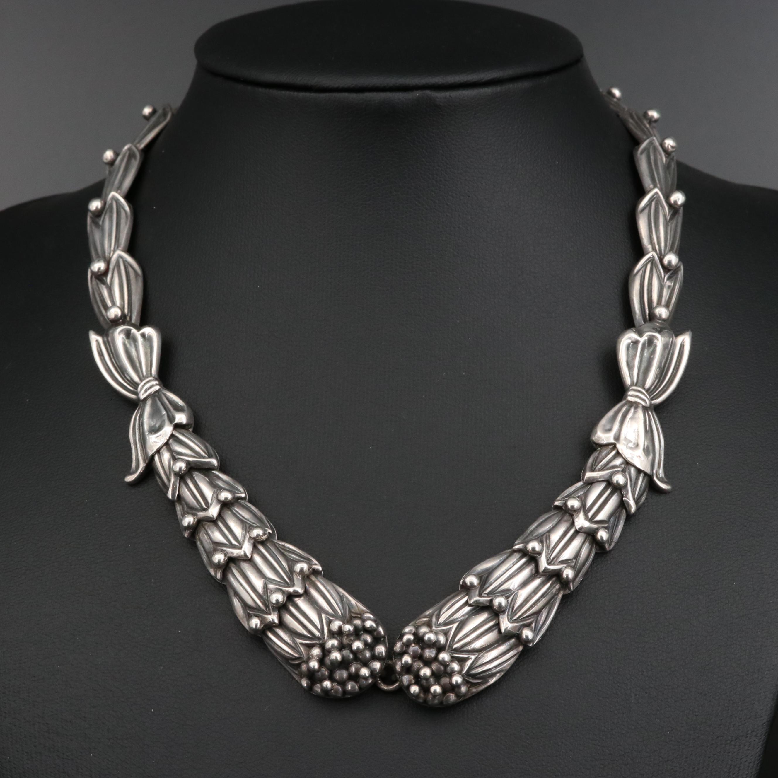 1950s Margot de Taxco "Cornflower" Clamper and Necklace