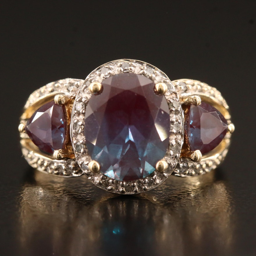 10K Alexandrite and Diamond Ring