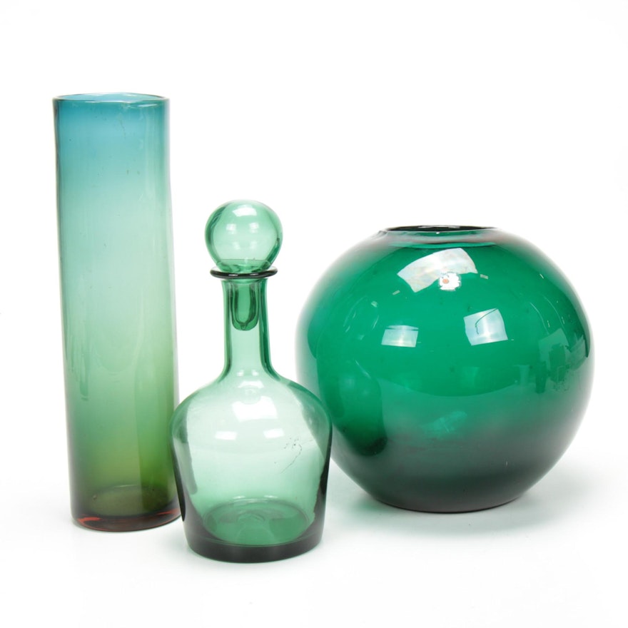 Blenko Art Glass Vases and Decanter