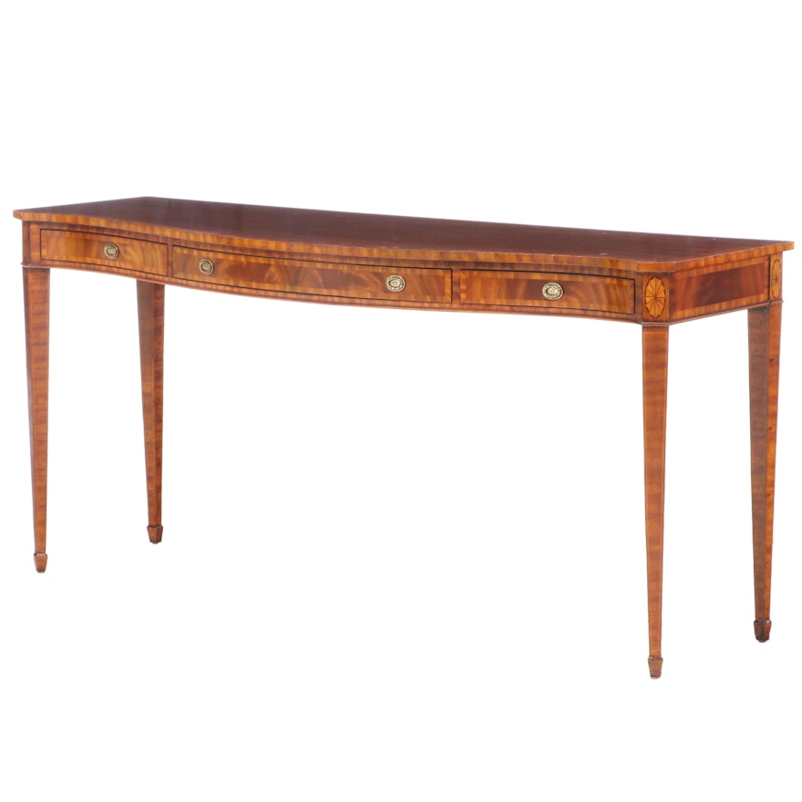 Maitland-Smith Mahogany Veneer Serpentine Console Table