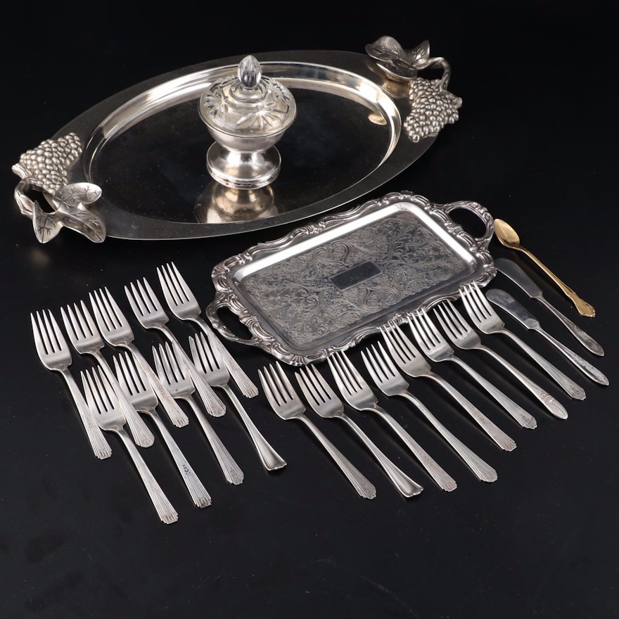 Godinger "Grape" Serving Tray with Other Silver Plate and Stainless Serveware