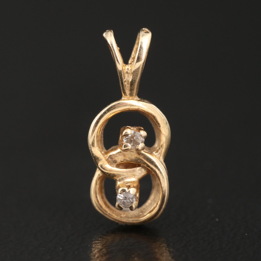 14K Diamond Interlocking Ring Pendant