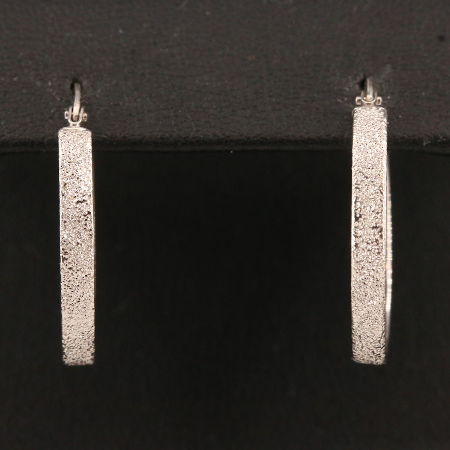 14K Hoop Earrings with Stippled Finish