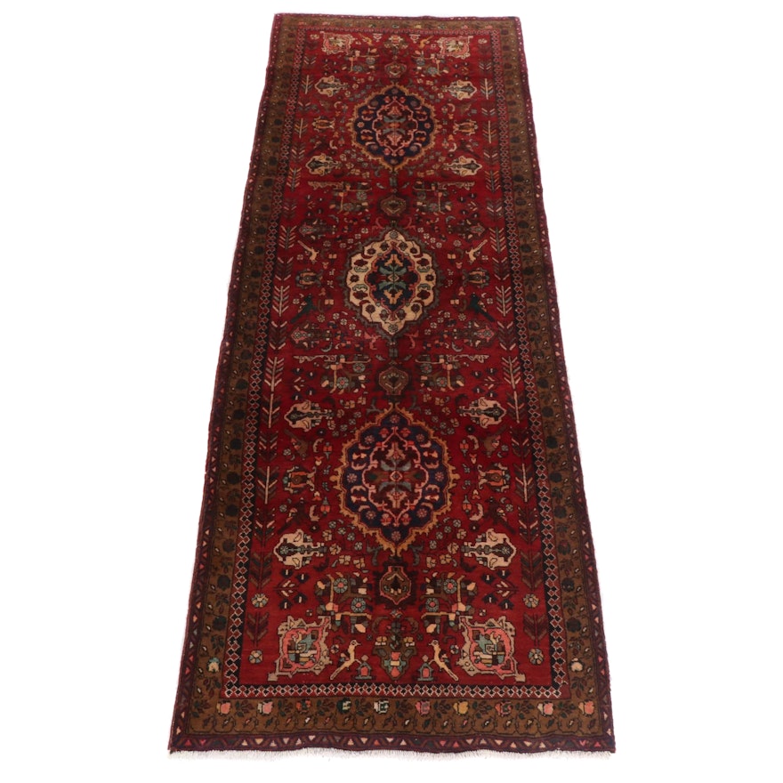 3'9 x 10'10 Hand-Knotted Persian Tabriz Wide Runner, 1970s