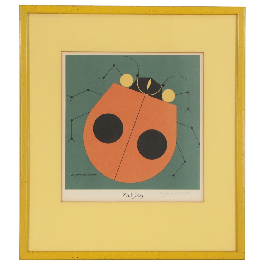 Charley Harper Lithograph "Ladybug", 1972
