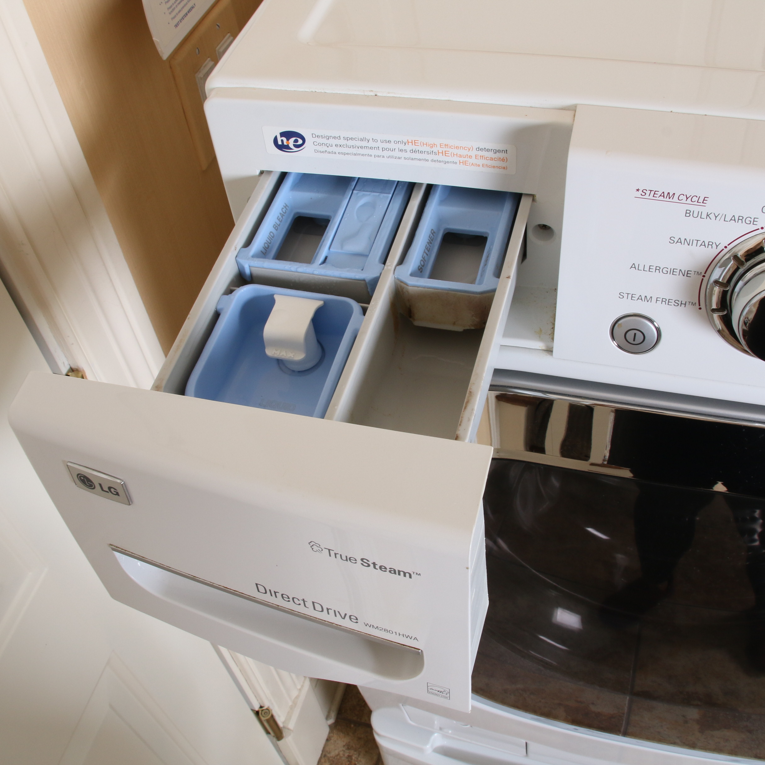 LG True Steam Front Load Washer with Drawer Stand