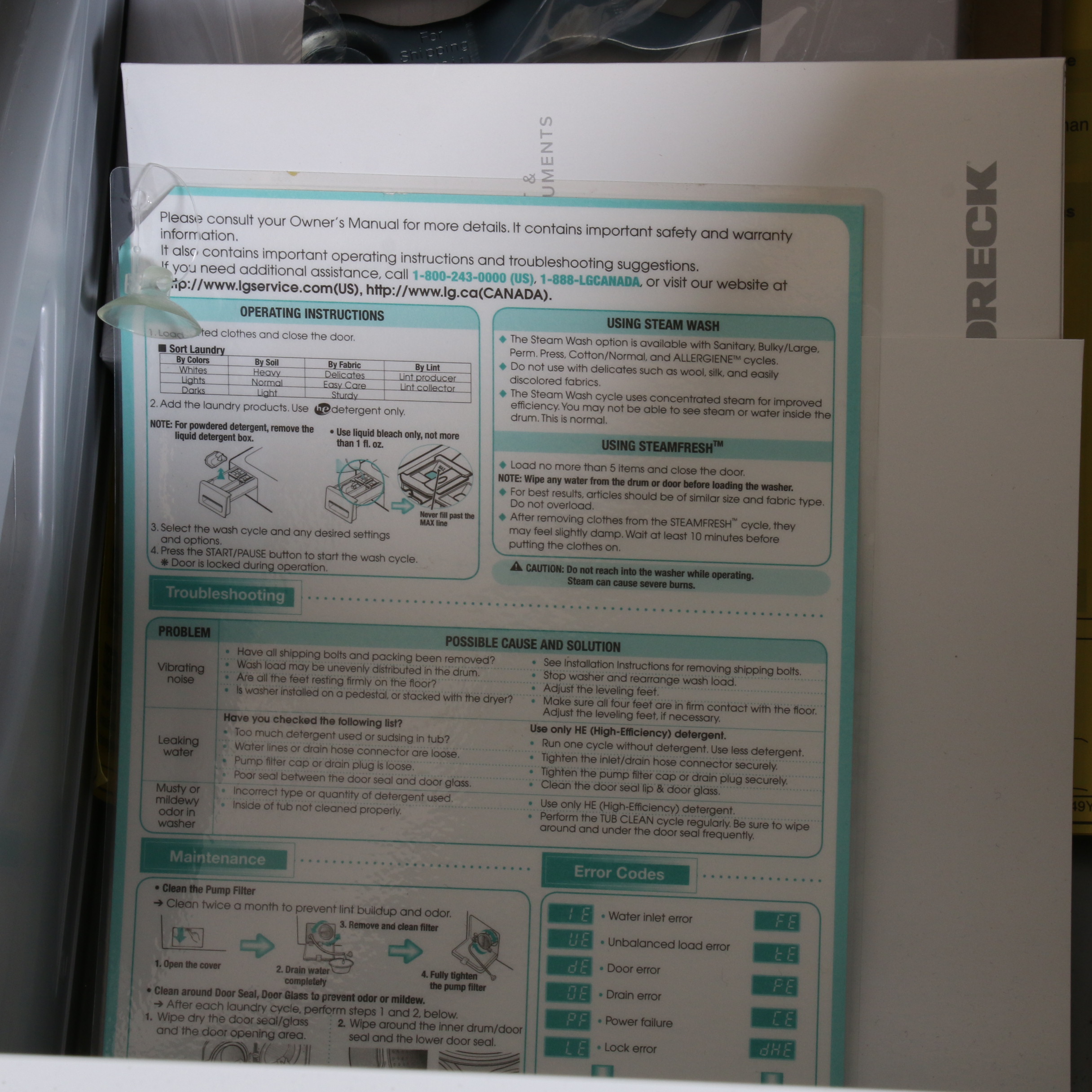 LG True Steam Front Load Washer with Drawer Stand