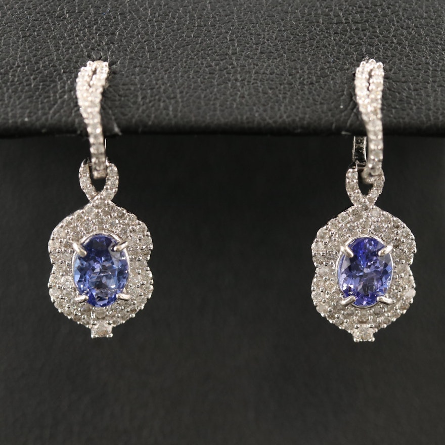 14K Tanzanite and Diamond Arabesque Drop Earrings