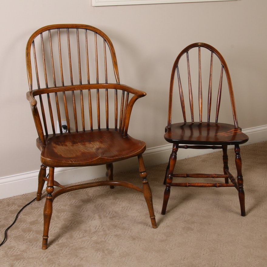 Marietta Chair Co. Stick Back and English Windsor Double Bow Stick Back Chairs