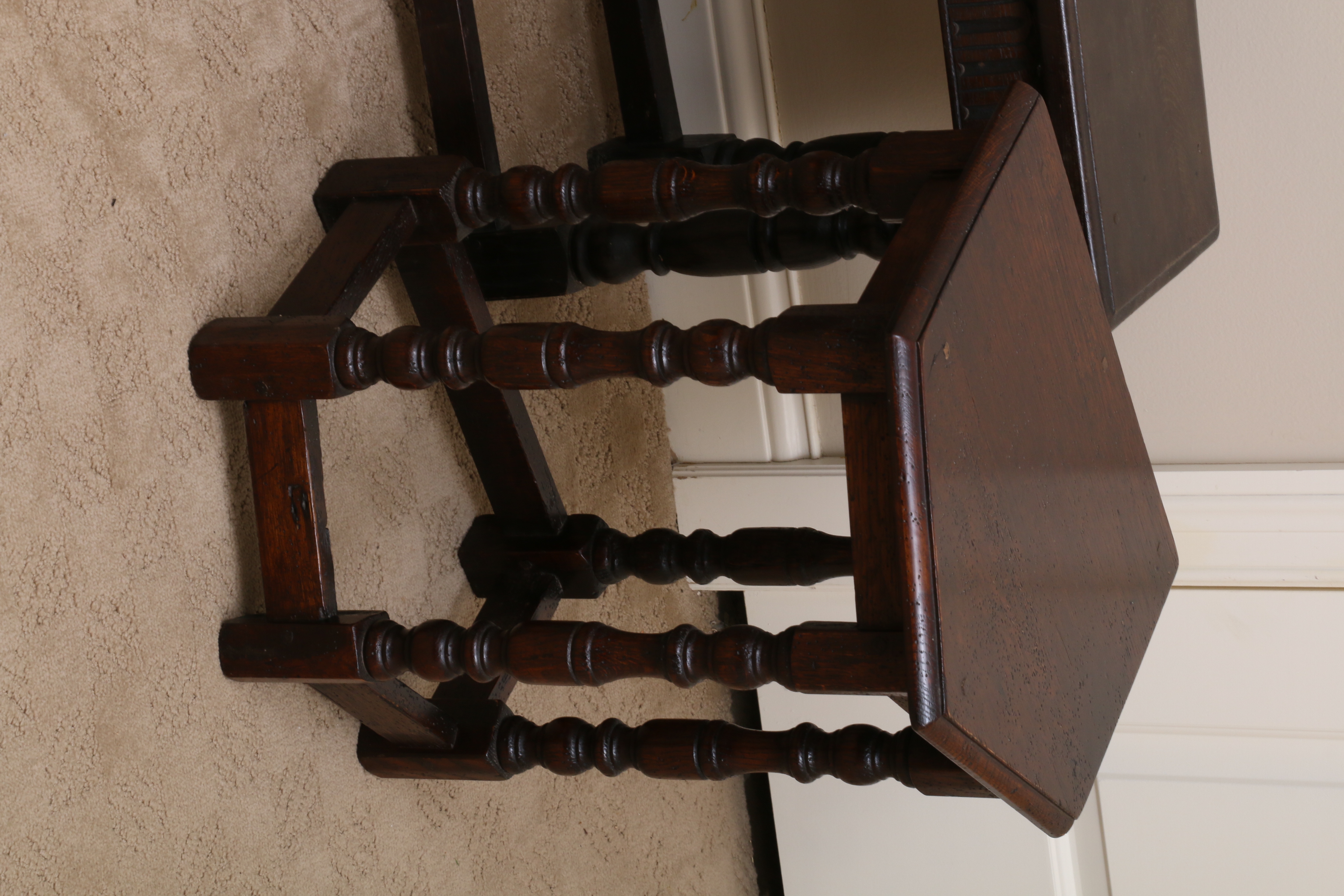 Jacobean Style Hardwood Bench and Side Table, 20th Century