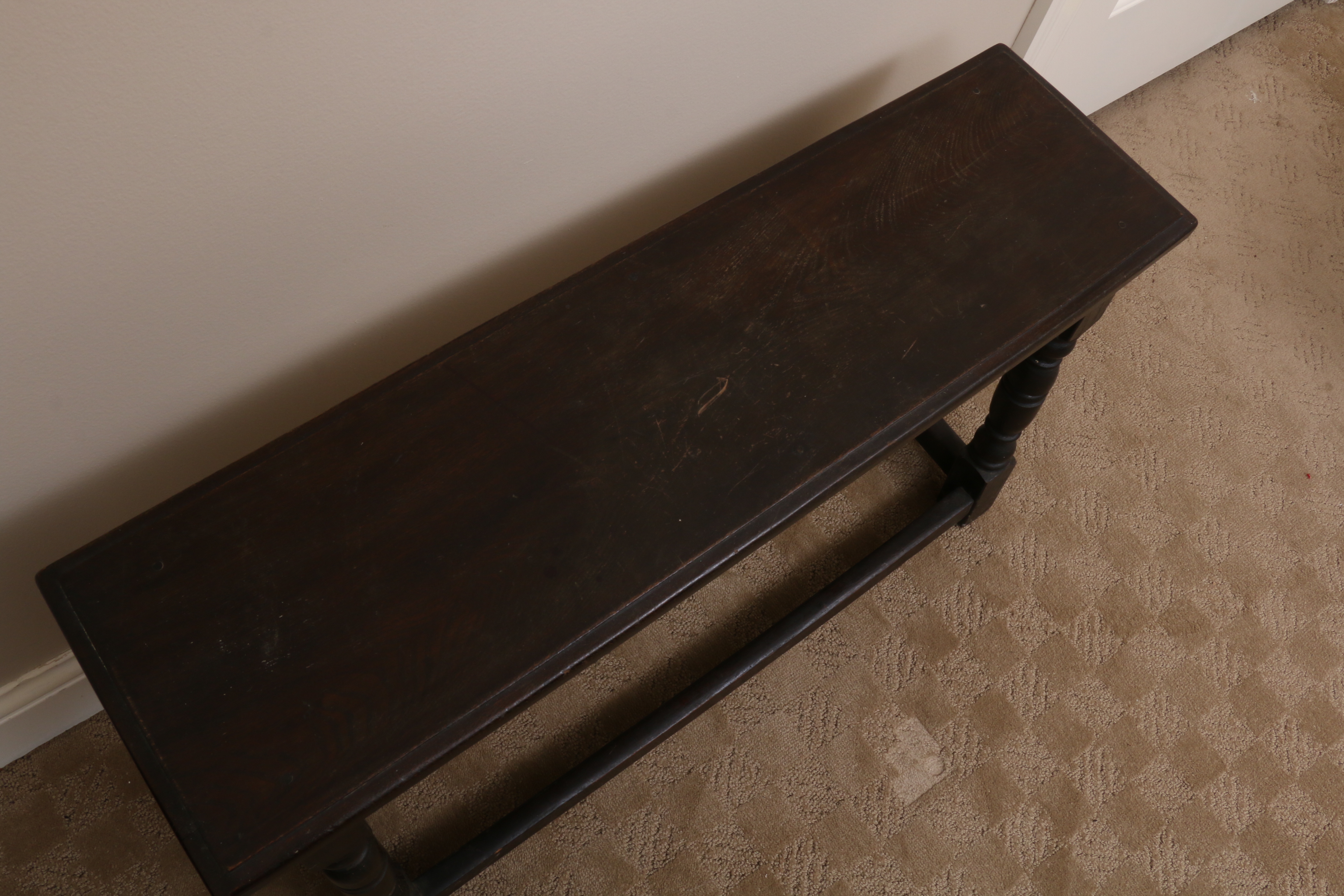 Jacobean Style Hardwood Bench and Side Table, 20th Century