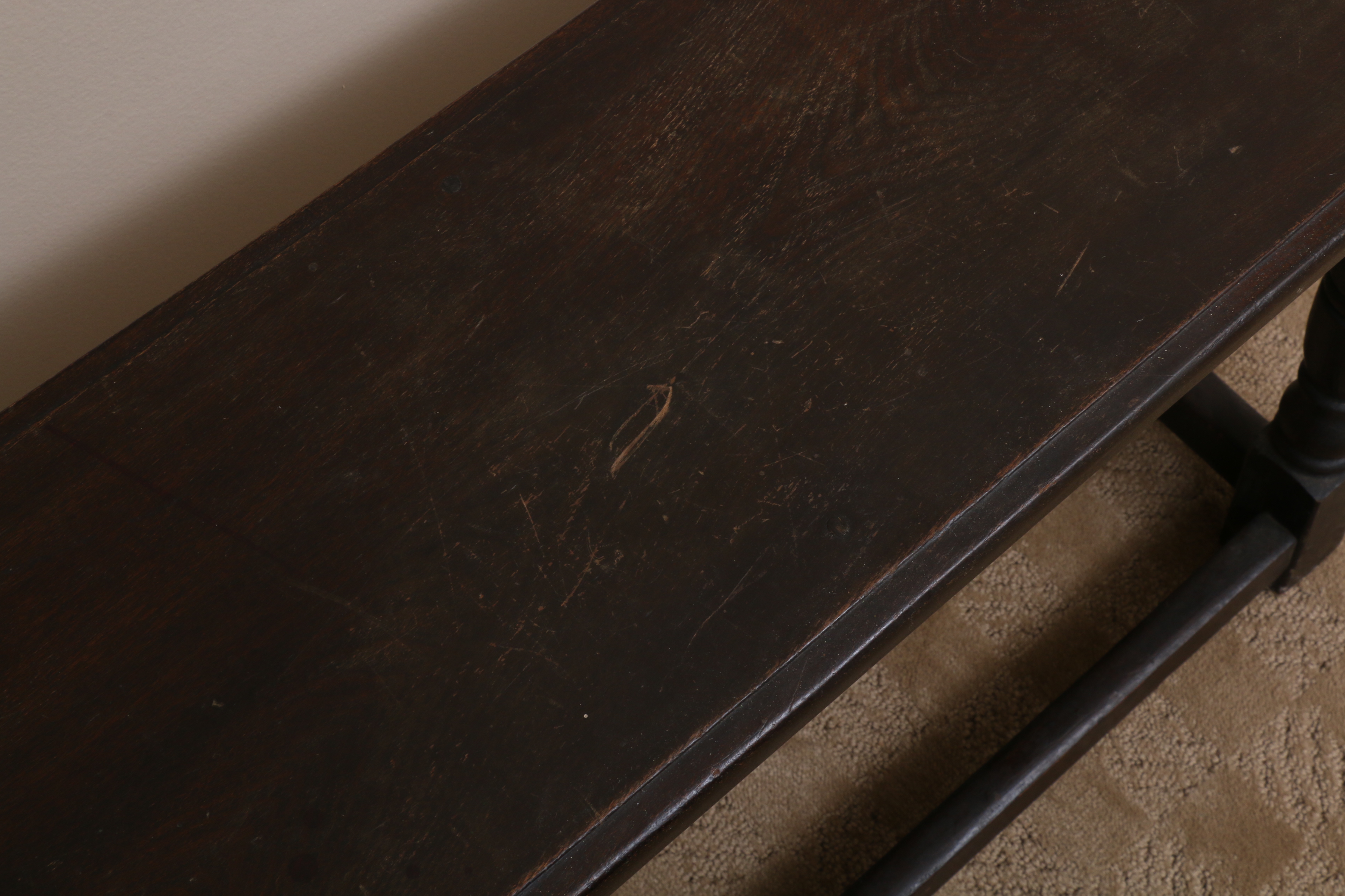 Jacobean Style Hardwood Bench and Side Table, 20th Century