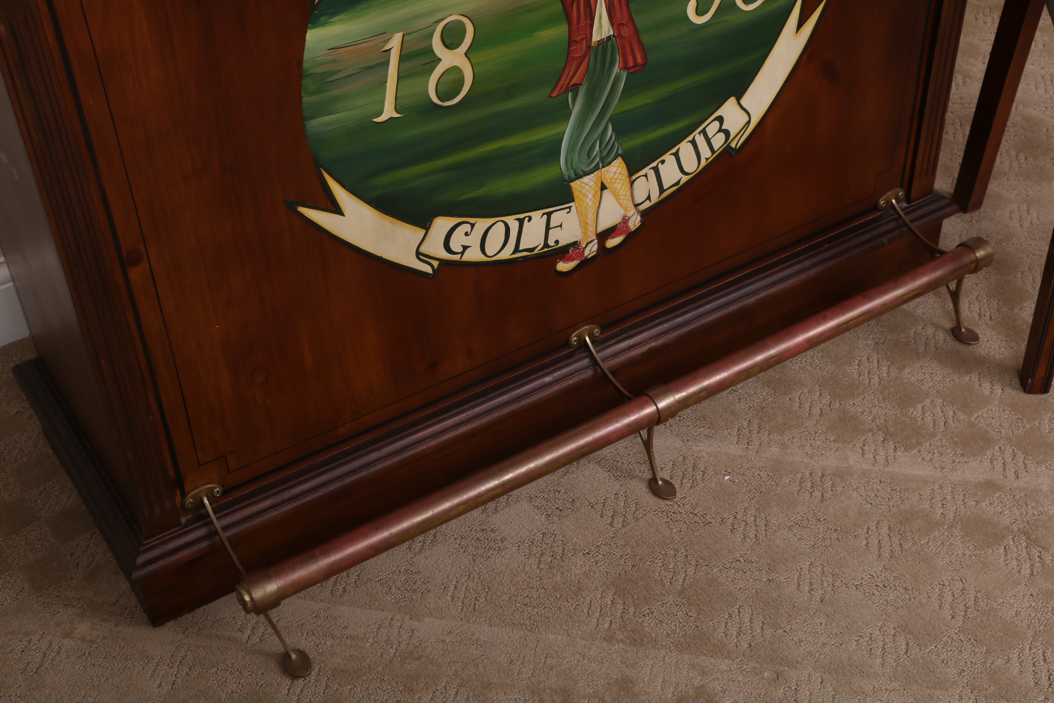 Prestwick Golf Club Paint-Decorated Wood Bar with Barstools, Late 20th Century