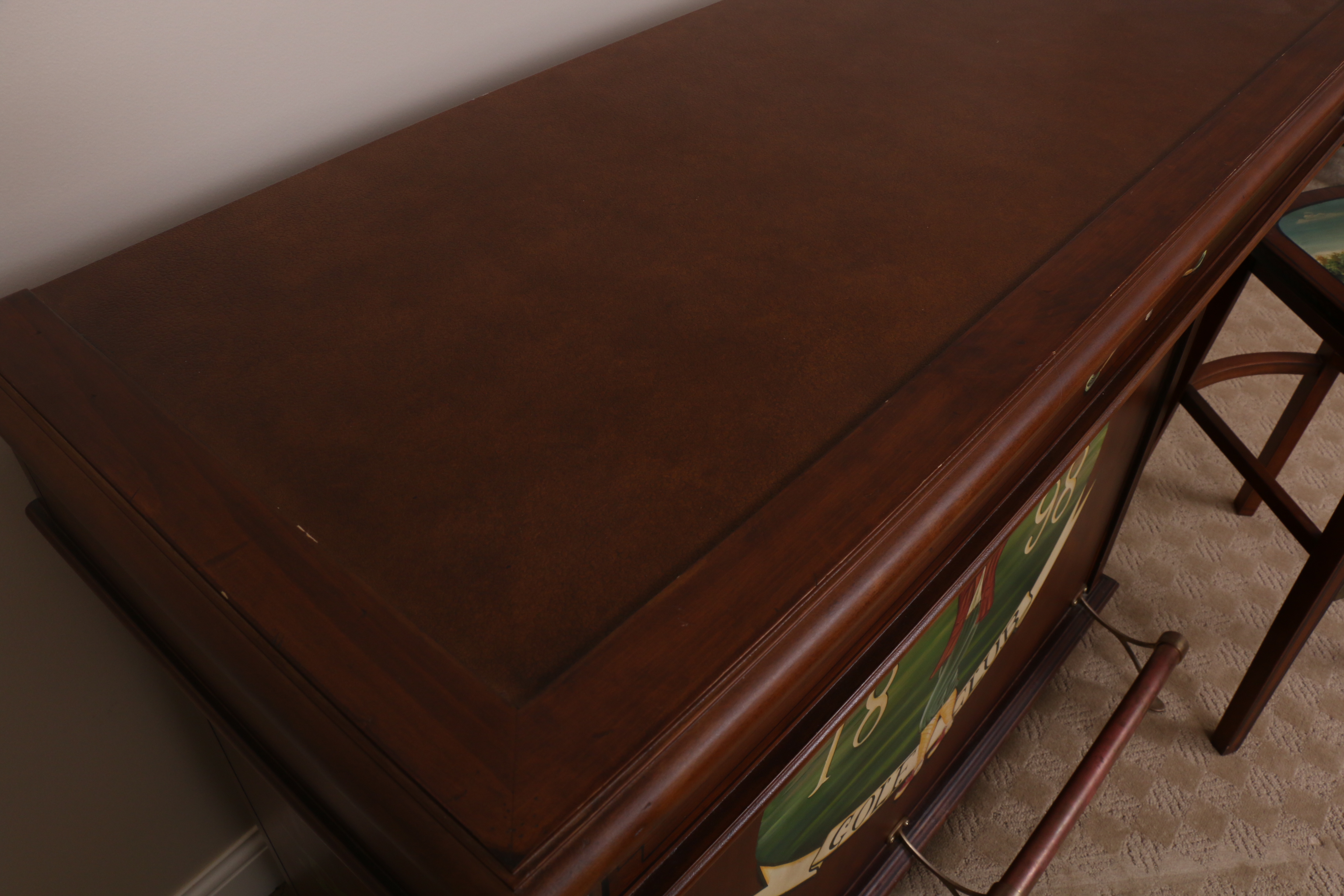 Prestwick Golf Club Paint-Decorated Wood Bar with Barstools, Late 20th Century