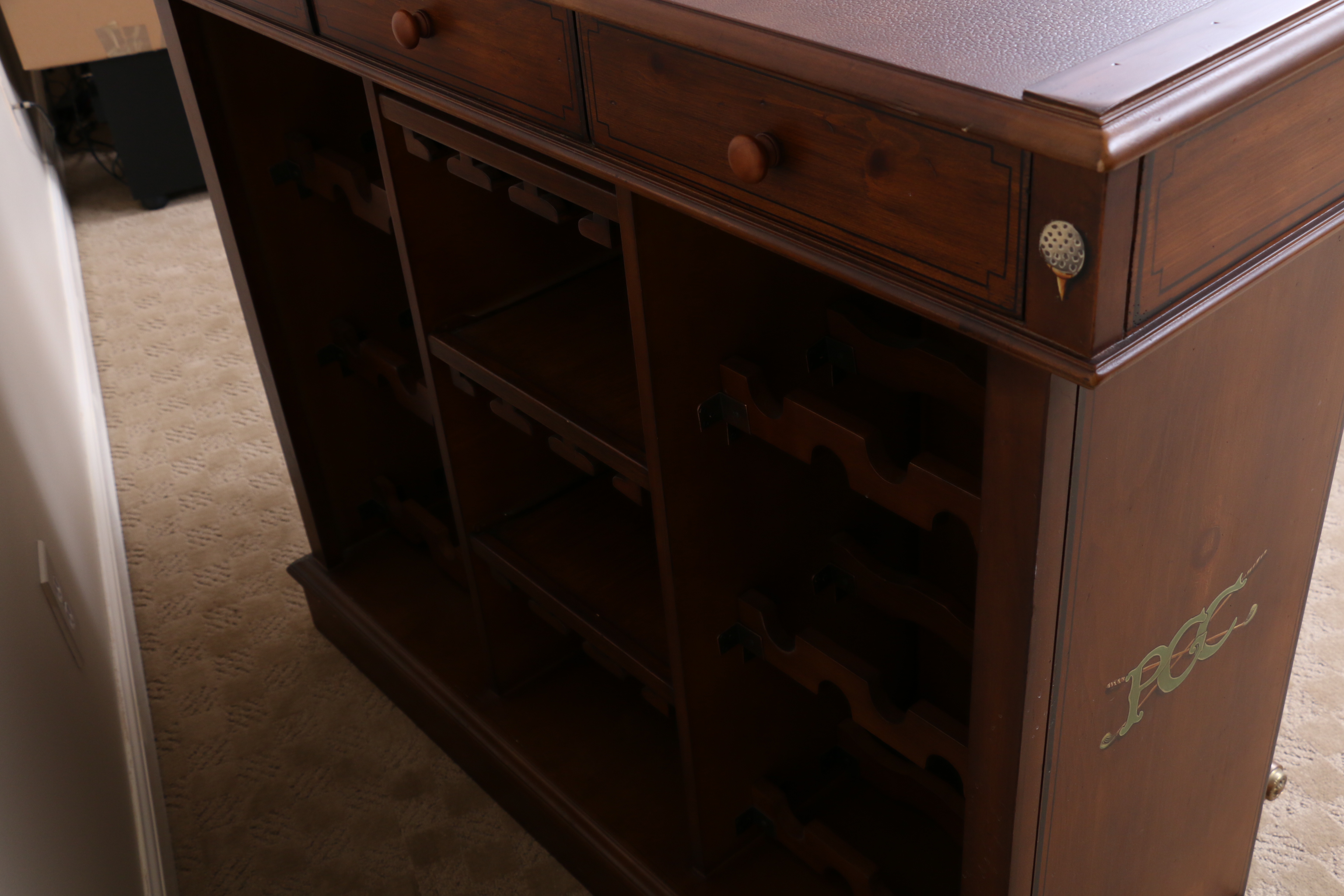 Prestwick Golf Club Paint-Decorated Wood Bar with Barstools, Late 20th Century