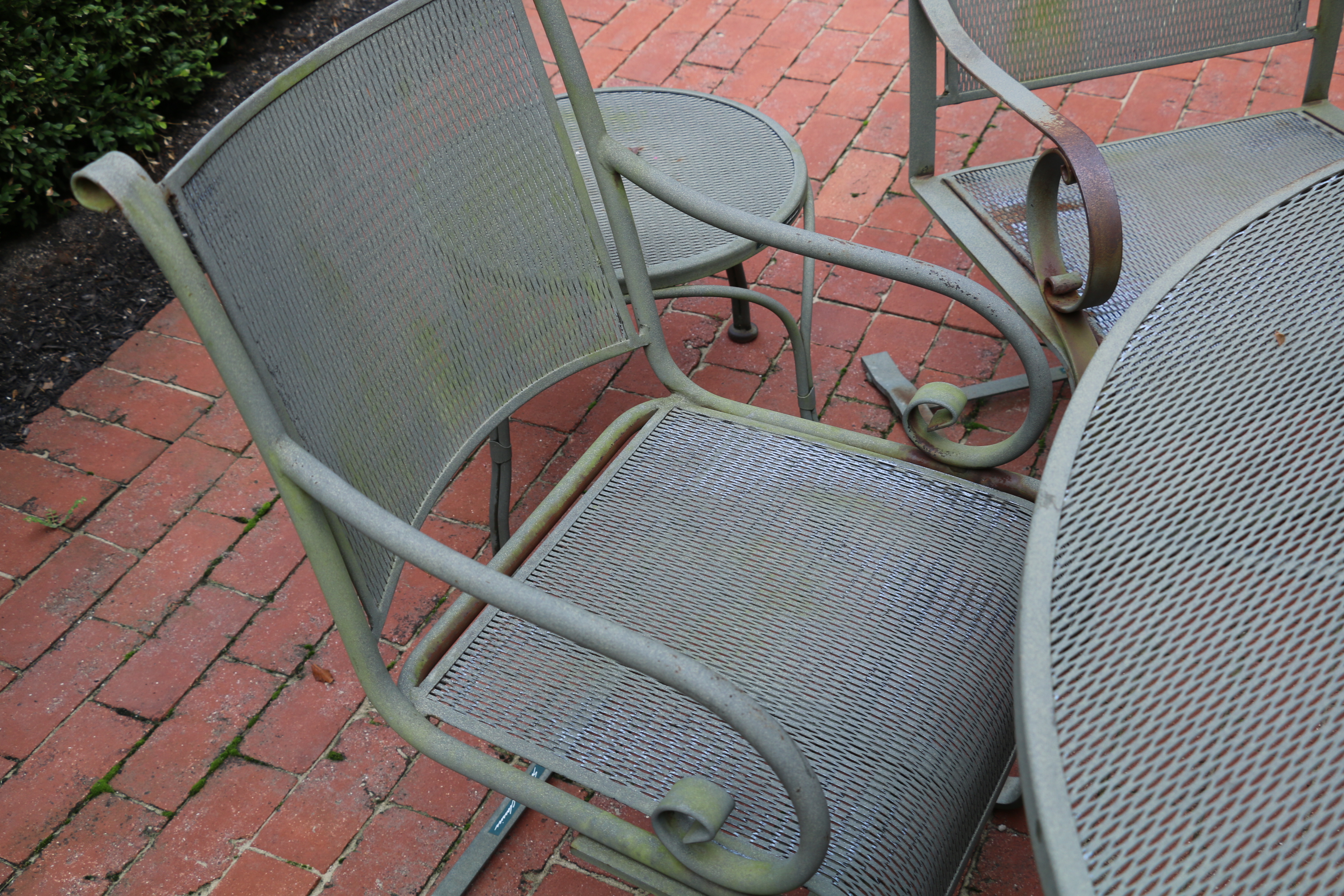 Summer Classics Mesh Metal Patio Table, Umbrella, Chairs and Side Table