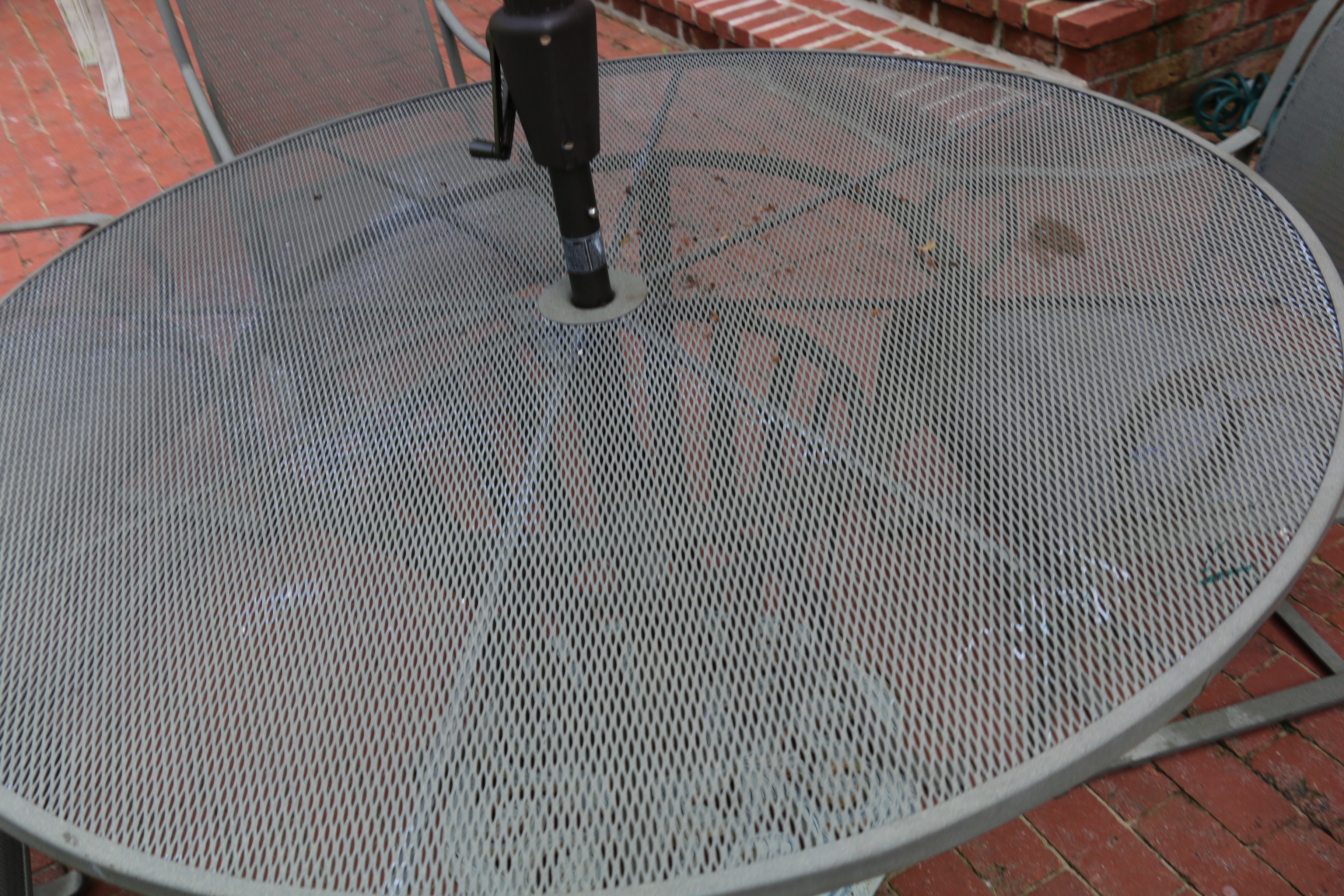 Summer Classics Mesh Metal Patio Table, Umbrella, Chairs and Side Table