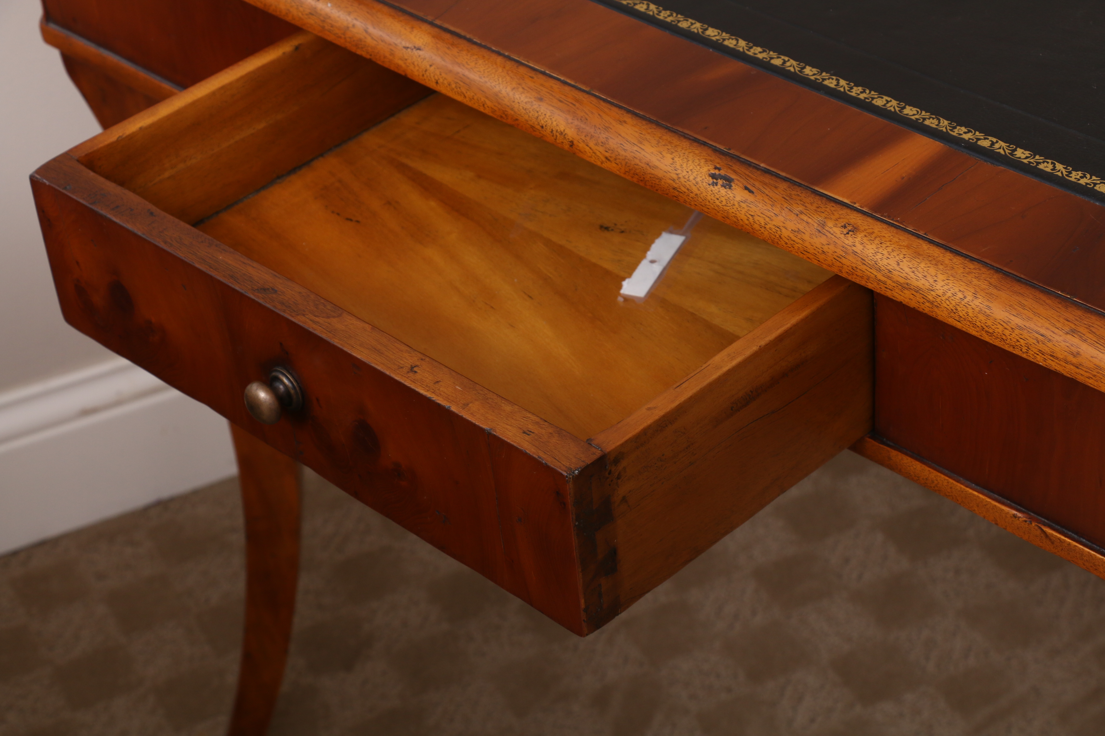 Regency Style Black Leather Table Top Card Table