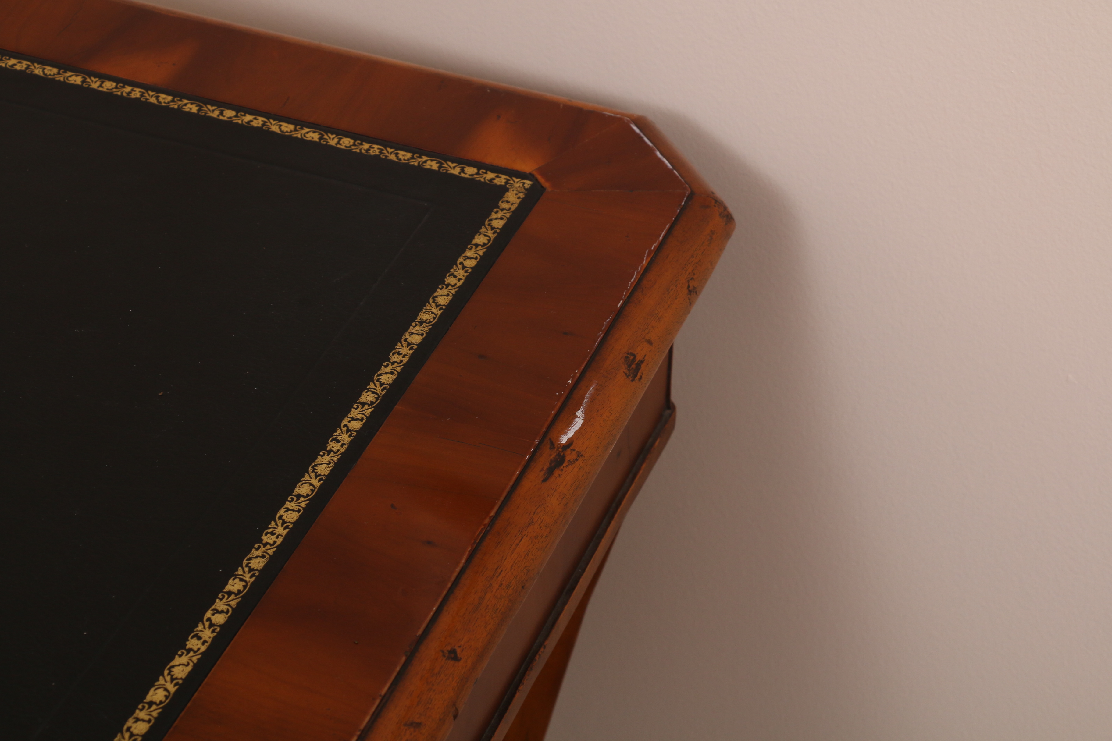 Regency Style Black Leather Table Top Card Table