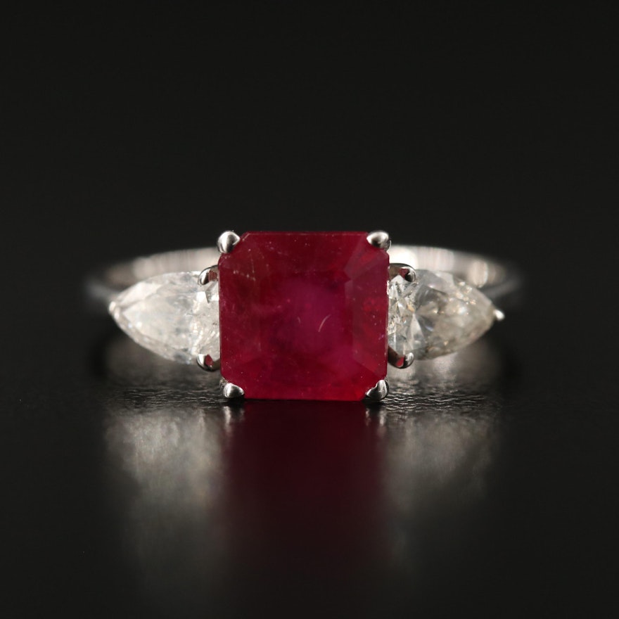 18K Corundum and Diamond Ring