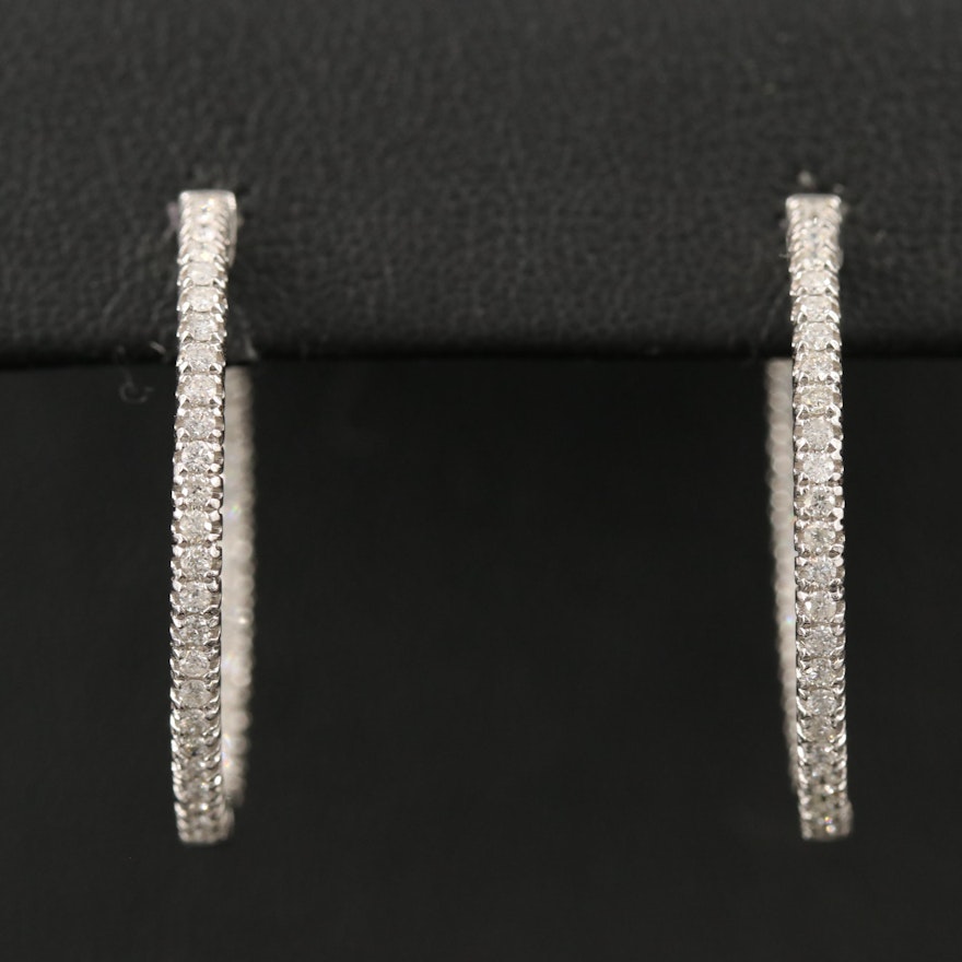 14K Diamond Inside-Out Hoop Earrings