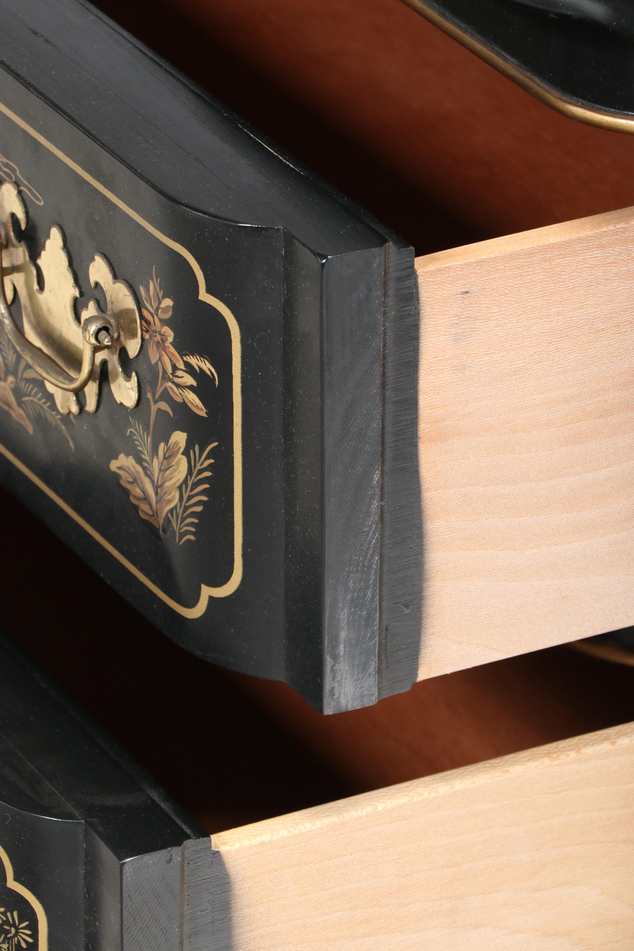 Drexel "Et Cetera" Chinoiserie Ebonized and Parcel Gilt Chest of Drawers