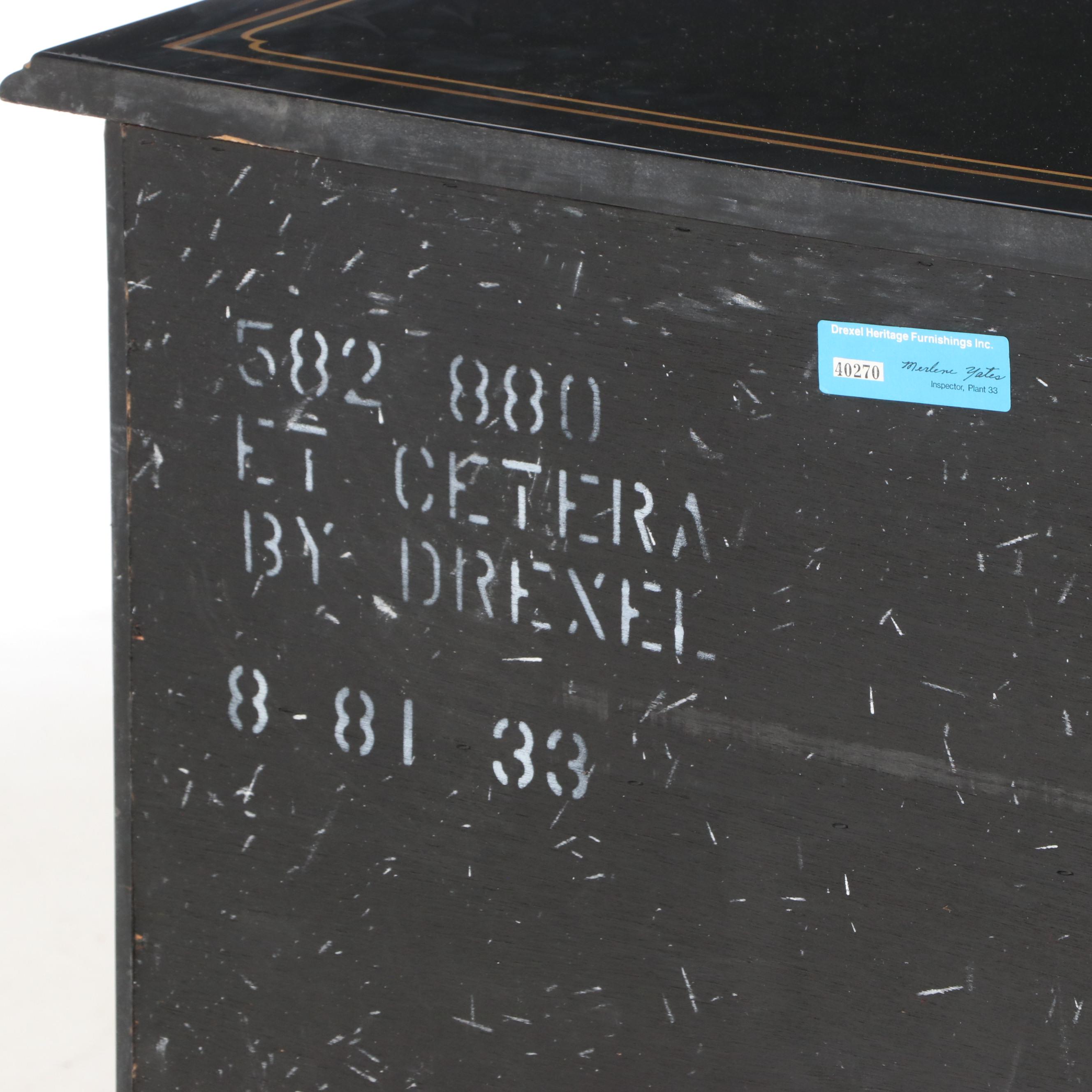 Drexel "Et Cetera" Chinoiserie Ebonized and Parcel Gilt Chest of Drawers