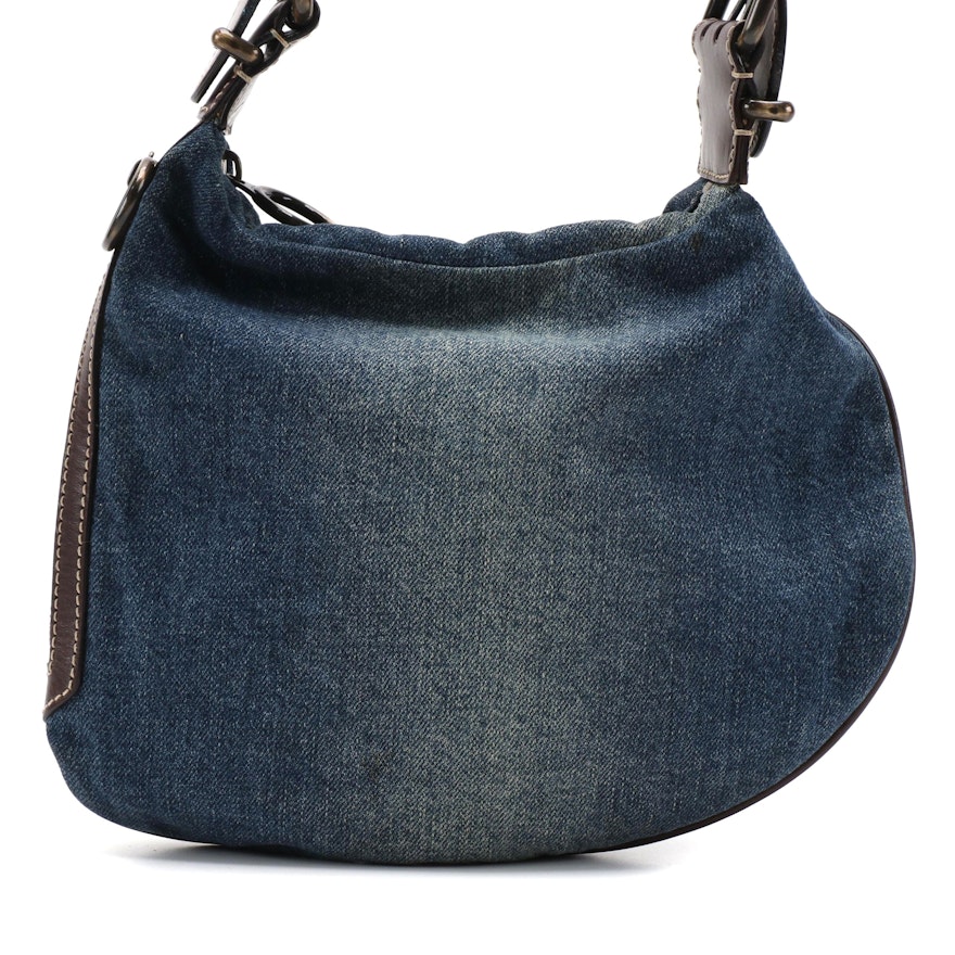 Fendi Oyster Bag in Denim and Smooth Leather