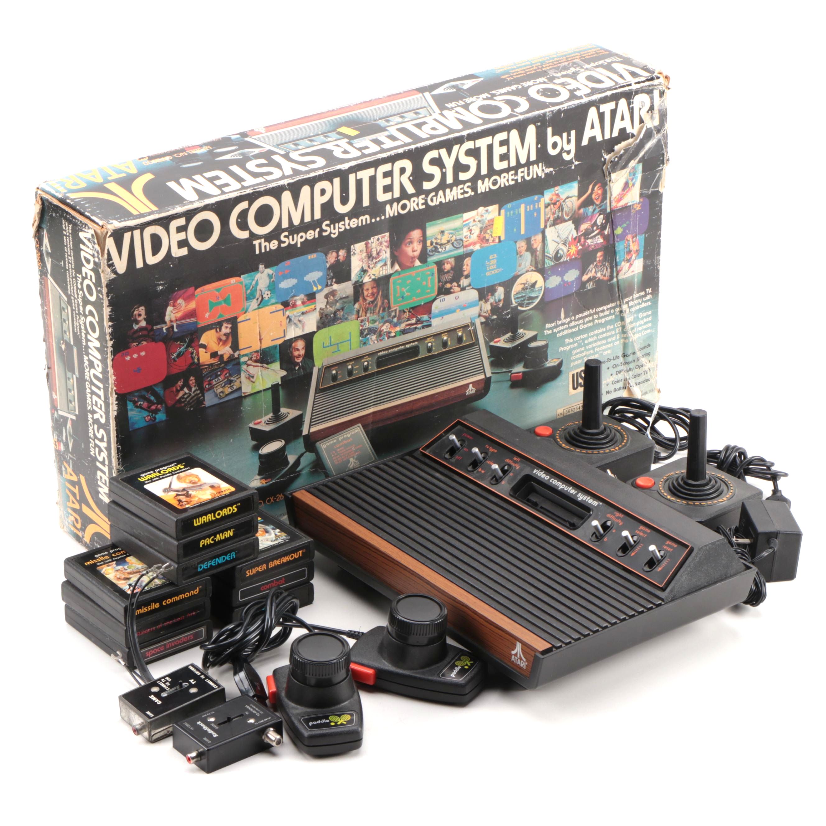 Atari CX-2600 Game Console with Games, Late 20th Century