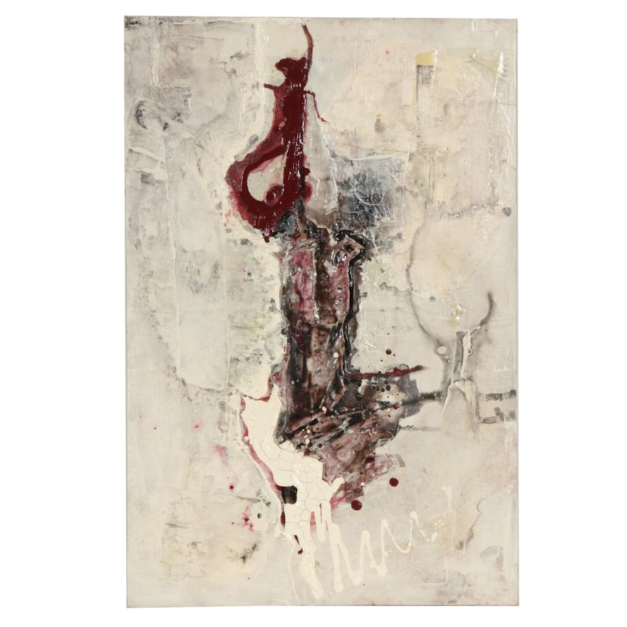 Robert Geno Centofanti Abstract Mixed Media Painting, Late 20th Century