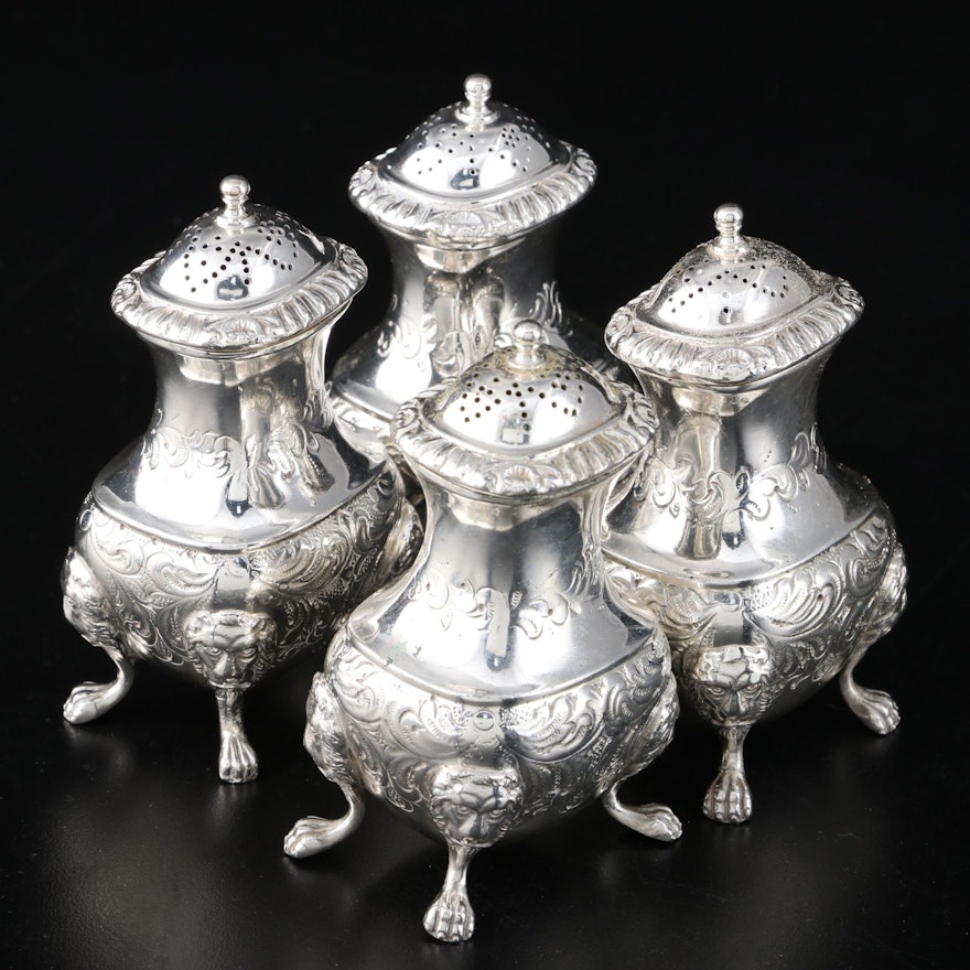 Ellis-Barker Silver Co. Silver Plate Victorian Style Salt and Pepper Shakers