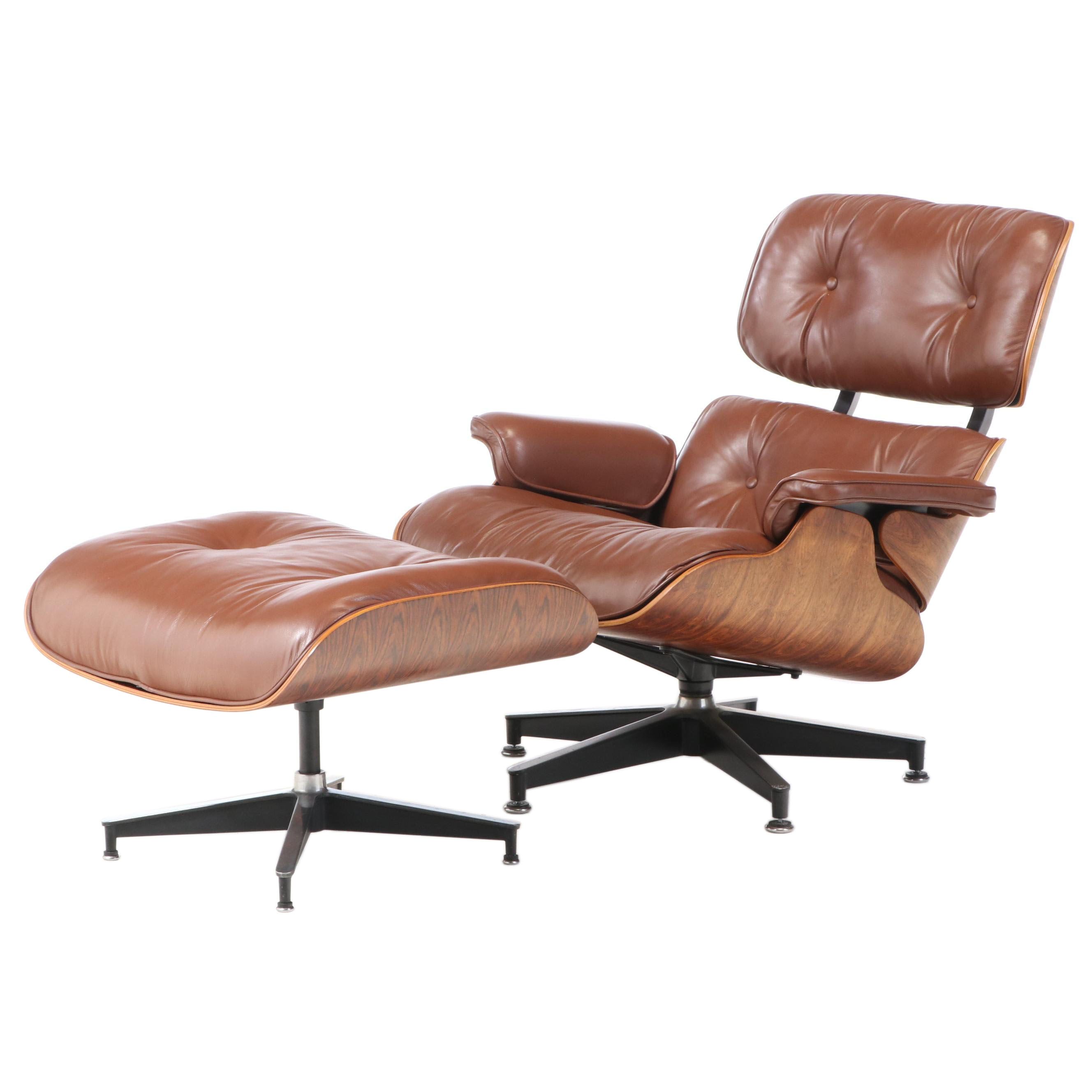Charles and Ray Eames for Herman Miller Rosewood Lounge Chair and Ottoman, 1970s