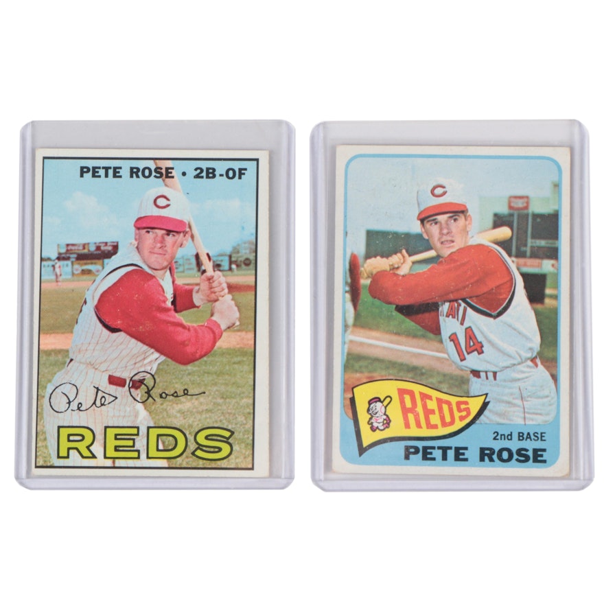 1965 and 1967 Pete Rose Cincinnati Reds Topps Baseball Cards